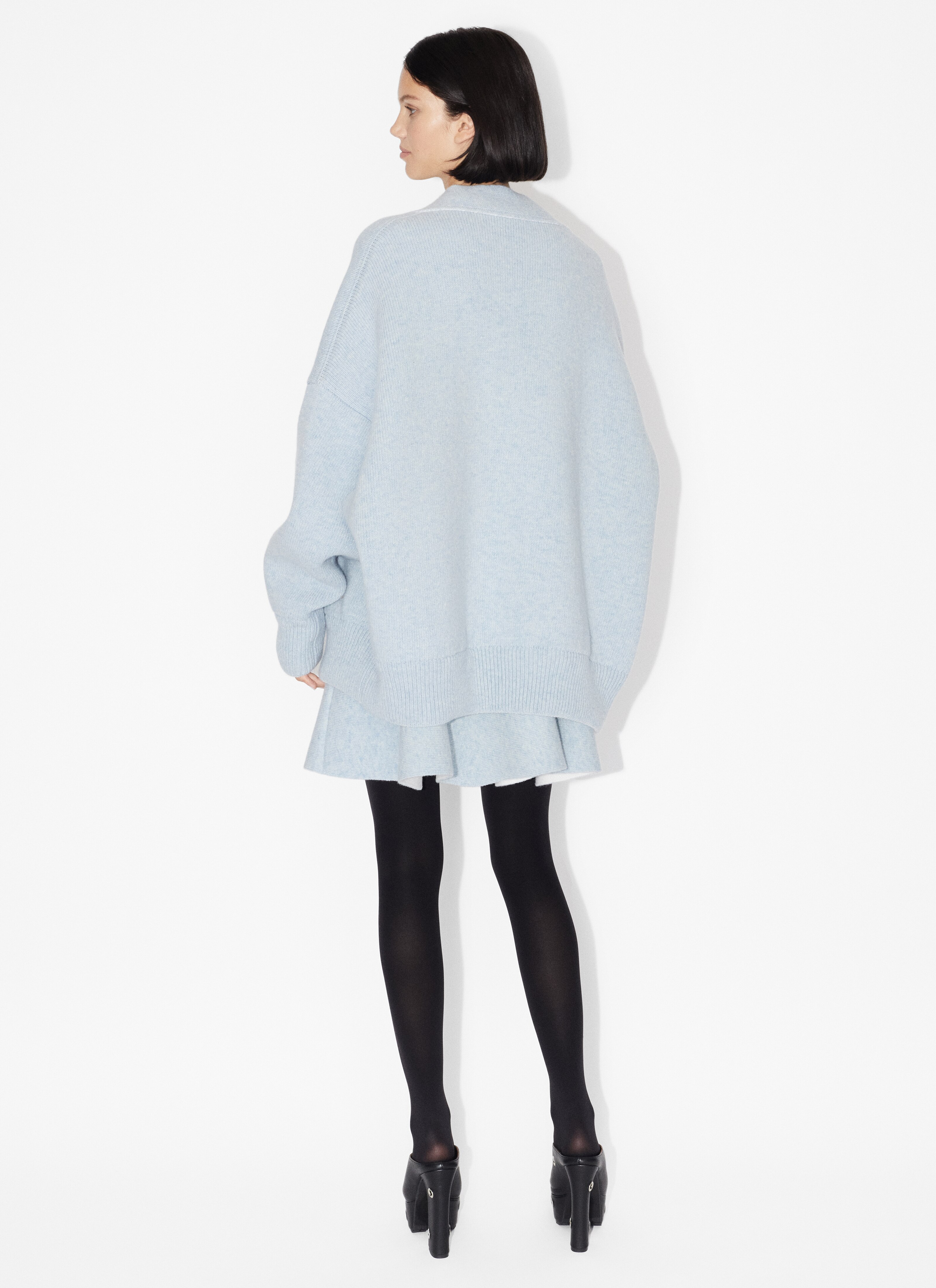 ALAÏA BLUE SHETLAND CARDIGAN