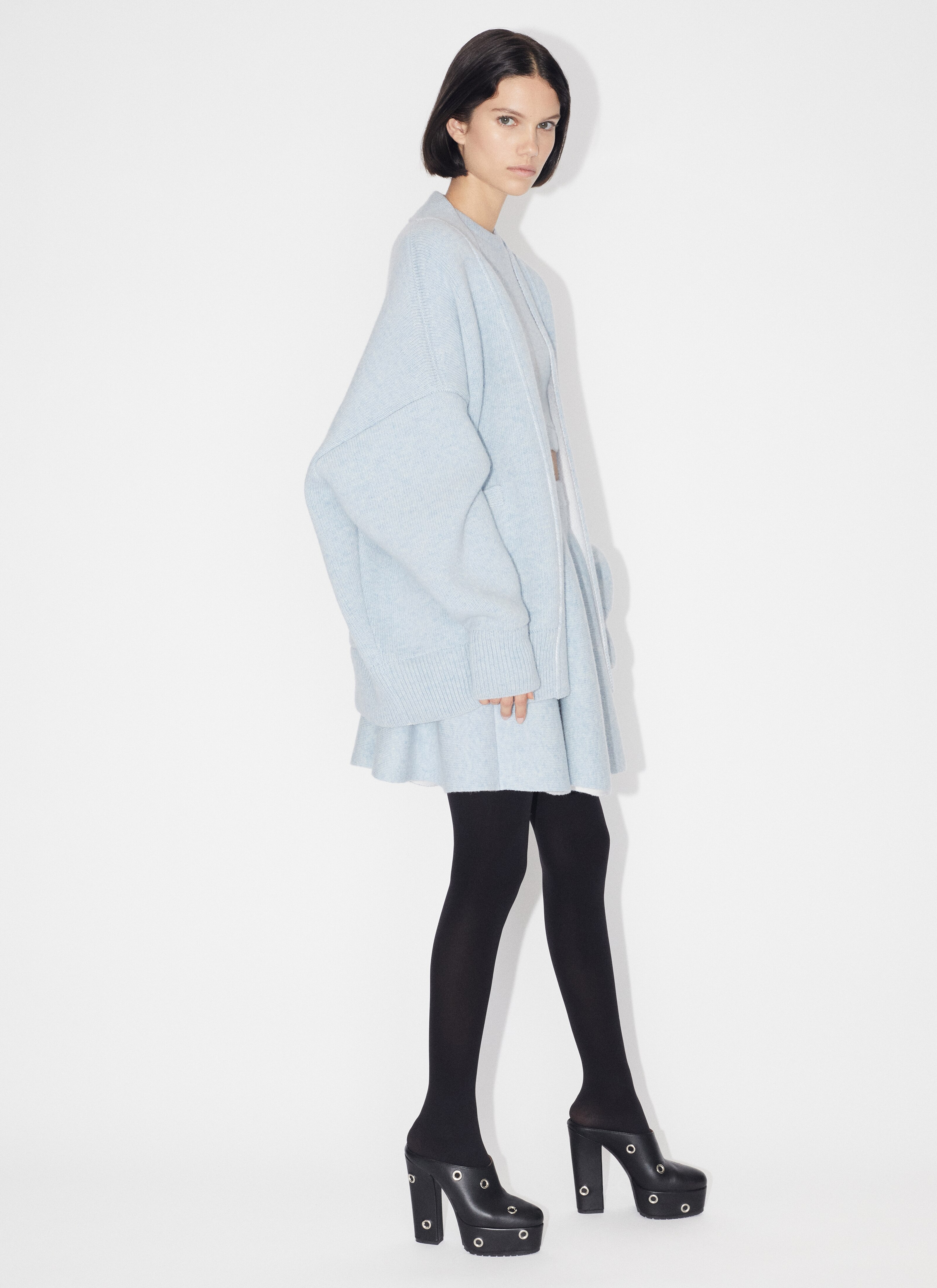 ALAÏA BLUE SHETLAND CARDIGAN