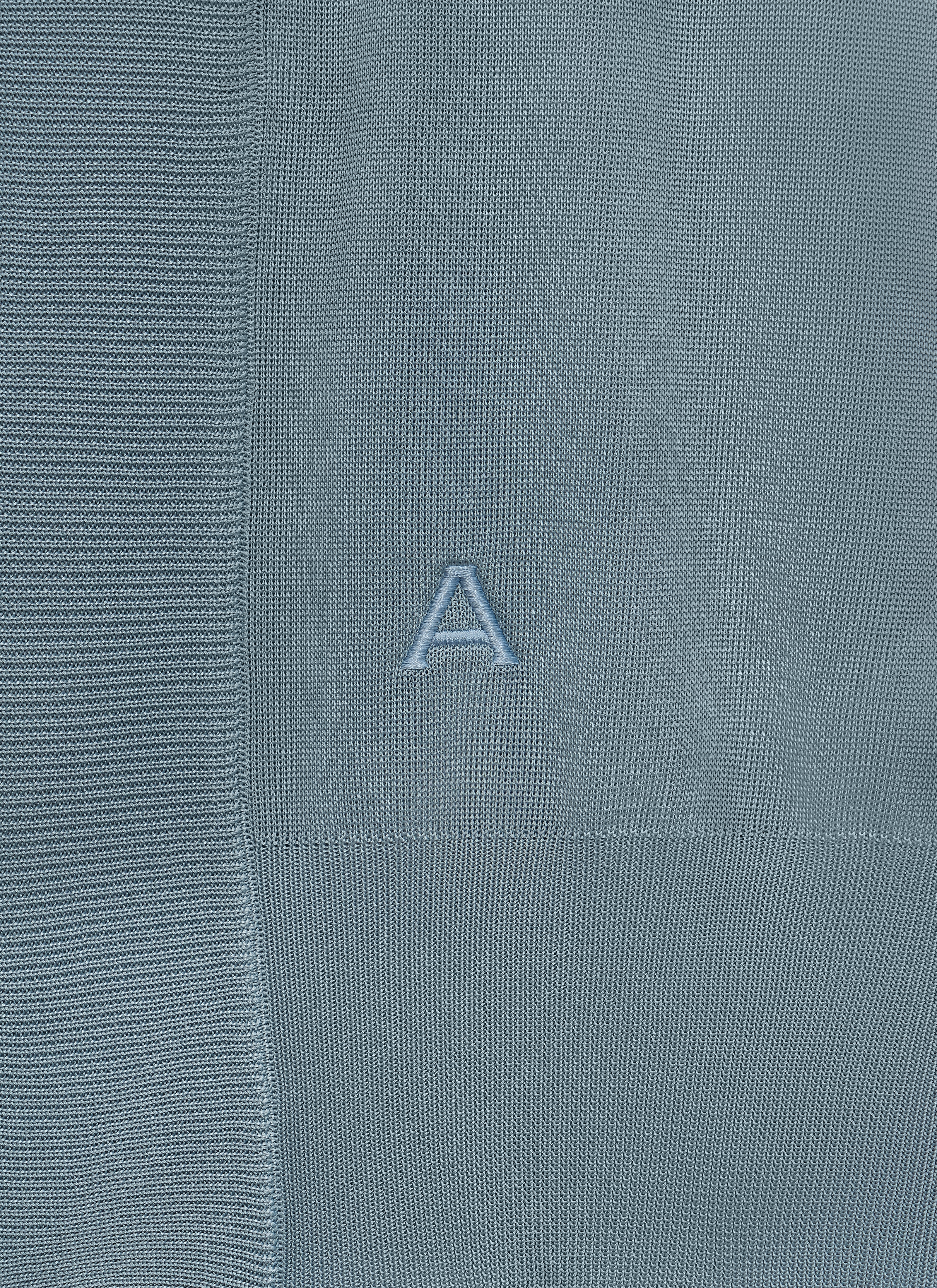ALAÏA BLAU CARDIGAN IN HOCHGLANZ-OPTIK