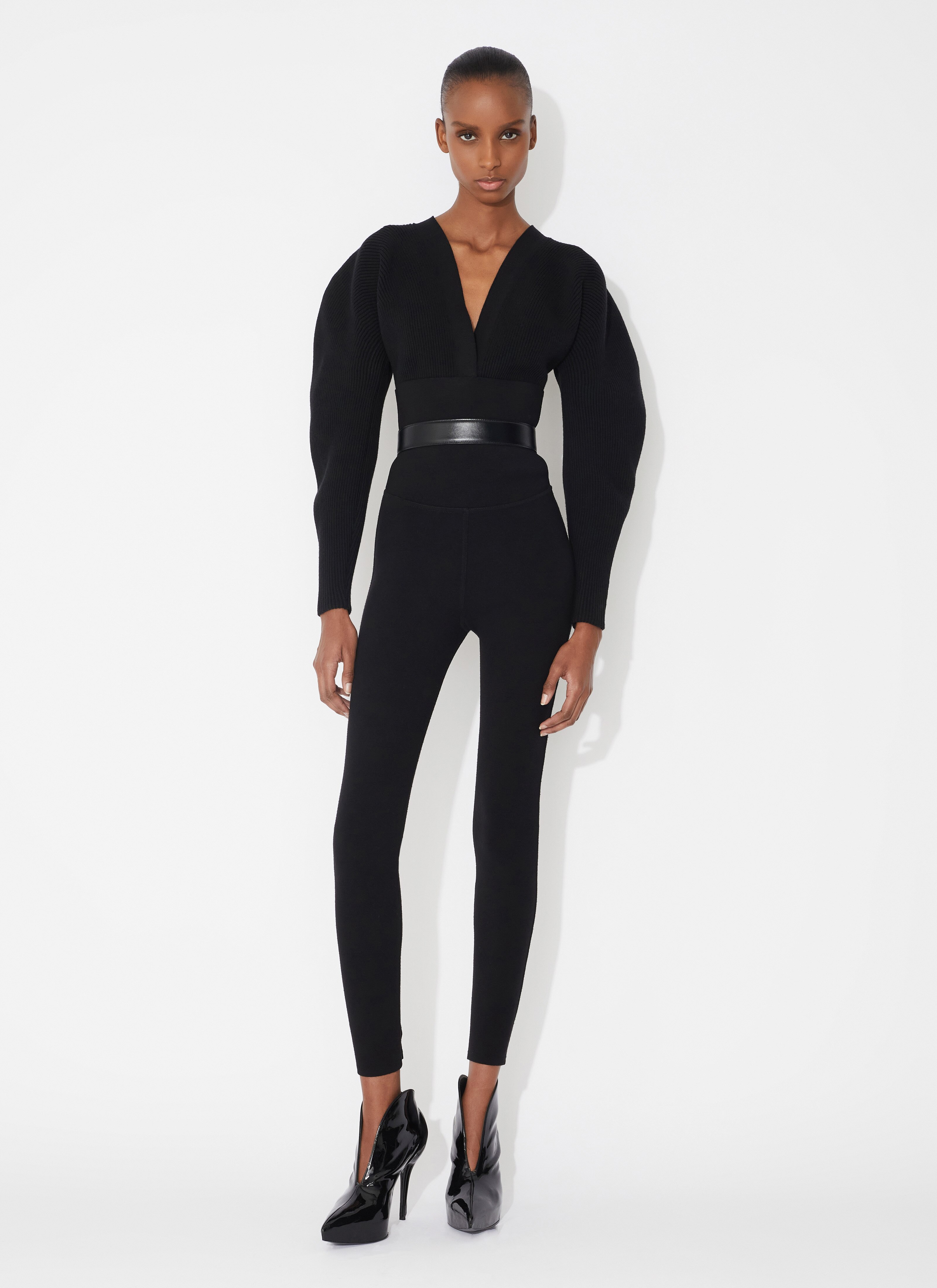 ALAÏA BLACK RIB KNIT CARDIGAN