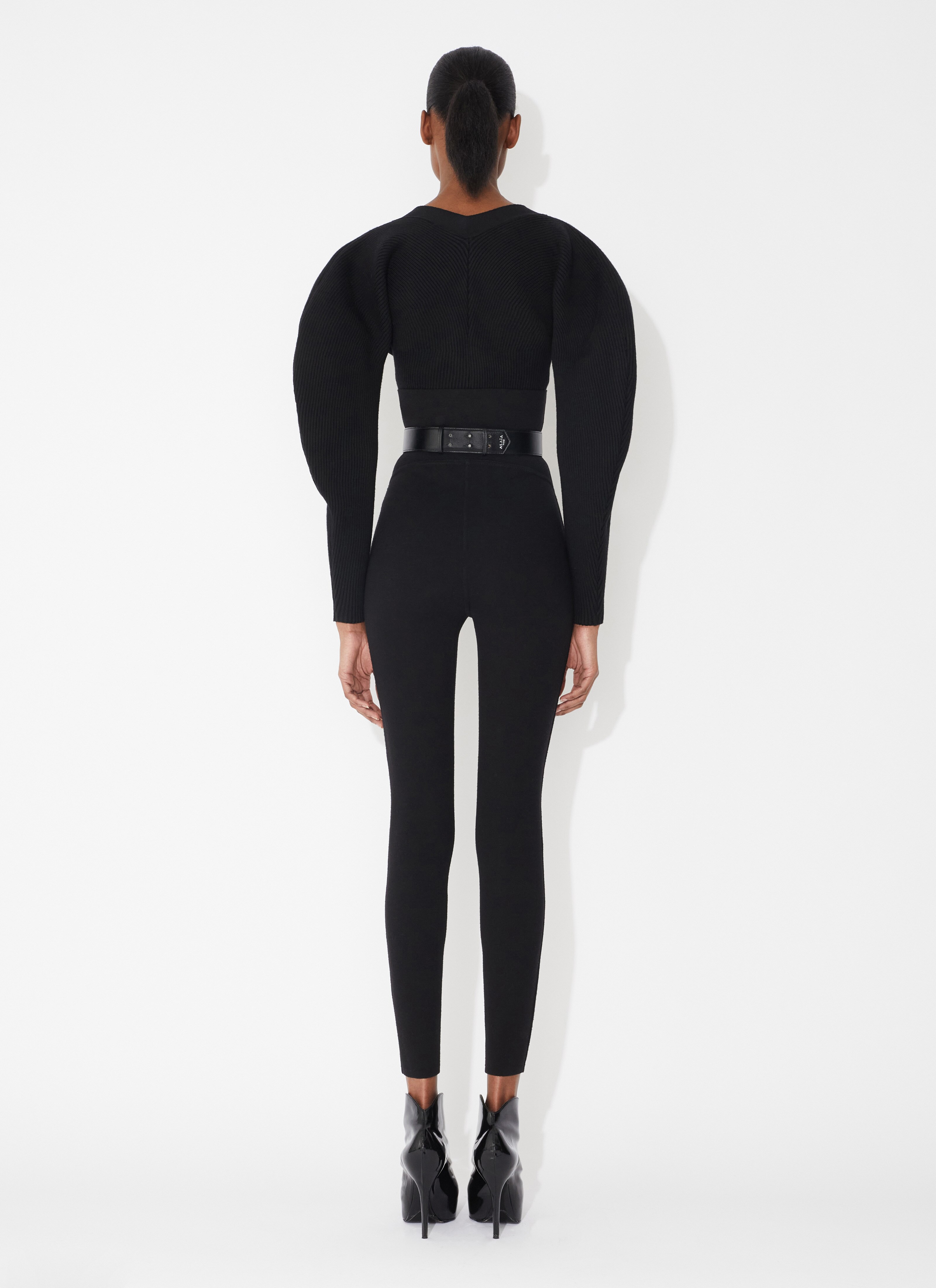 ALAÏA BLACK RIB KNIT CARDIGAN