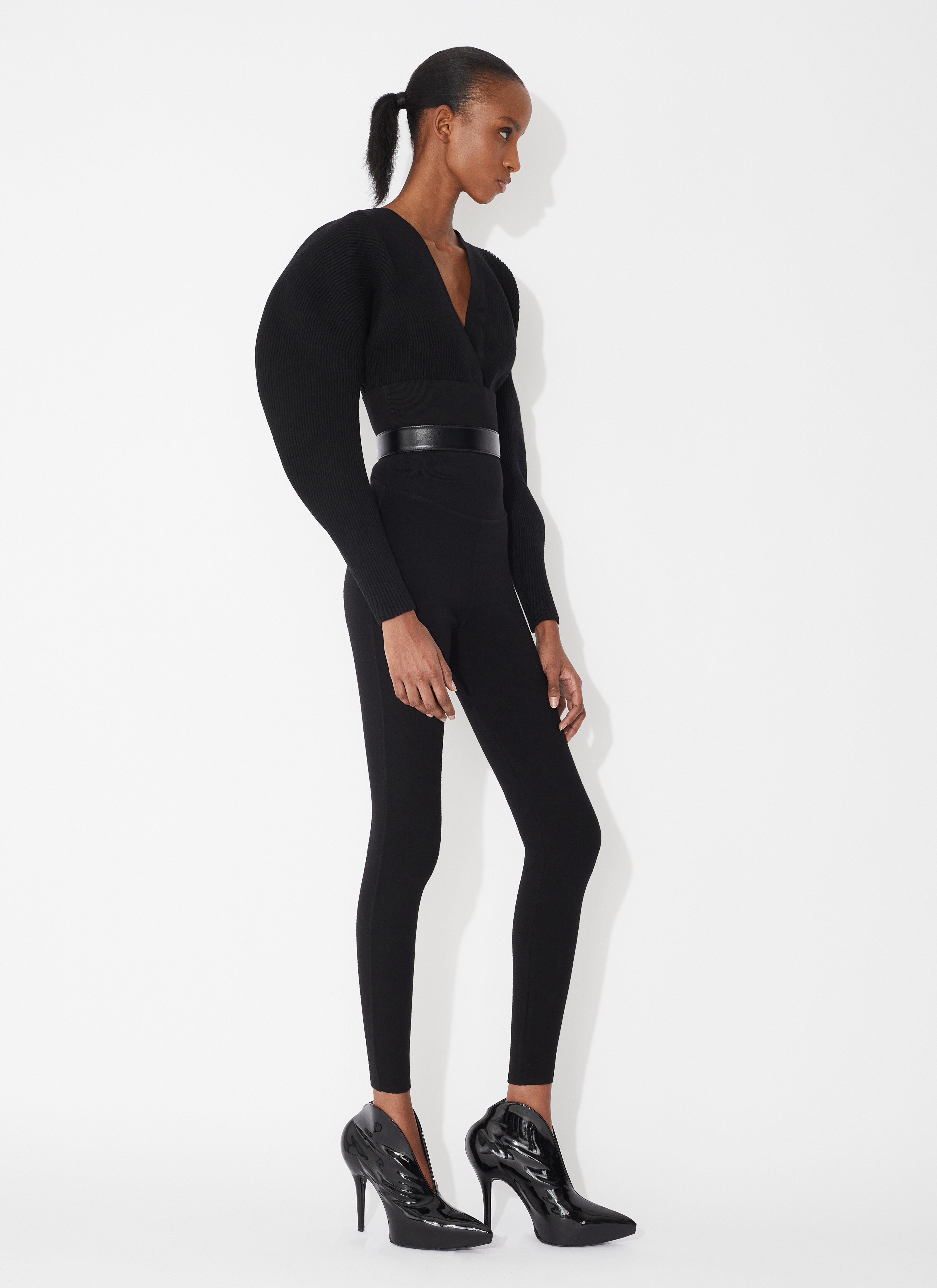 ALAÏA BLACK RIB KNIT CARDIGAN