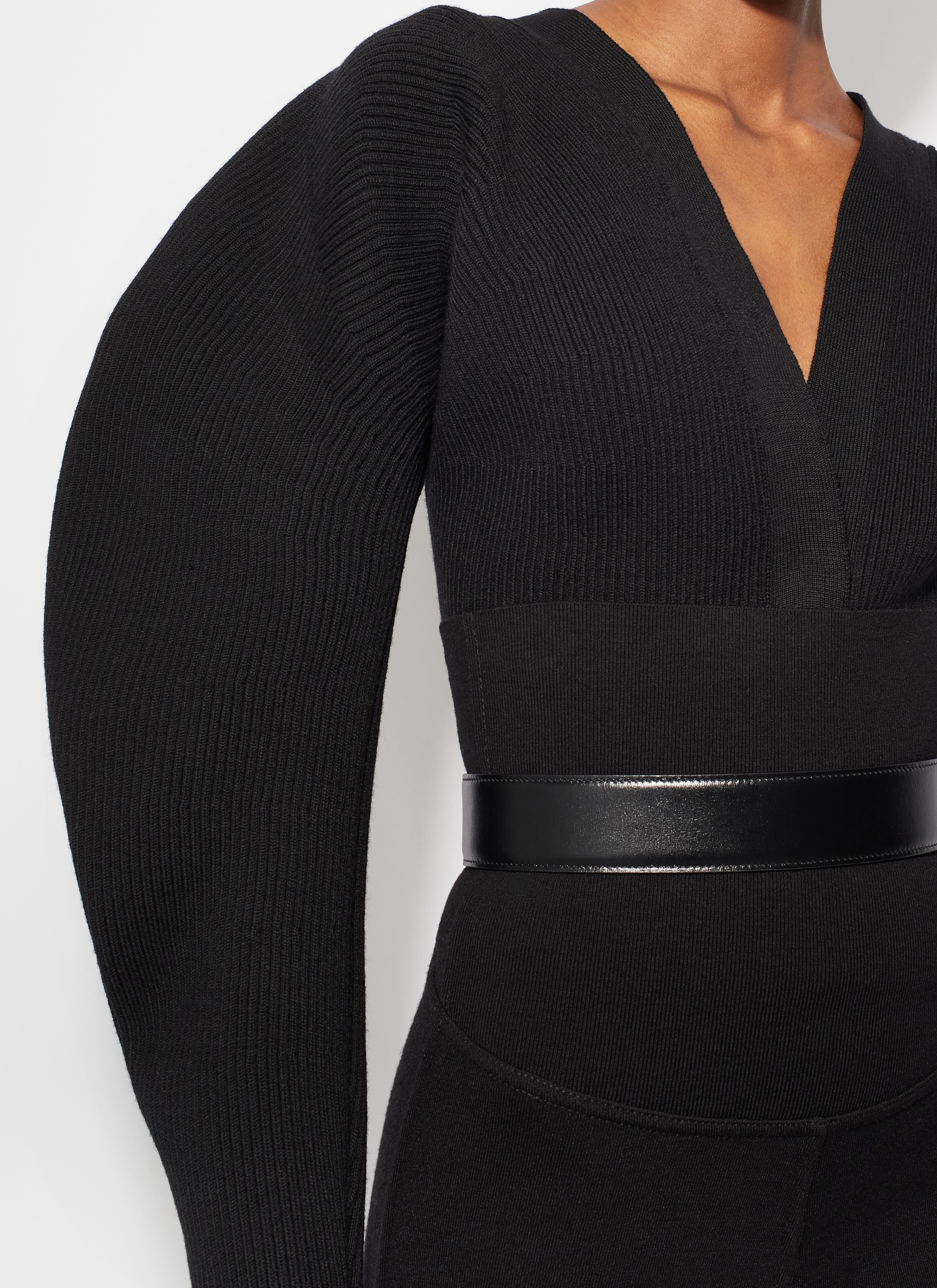 ALAÏA BLACK RIB KNIT CARDIGAN