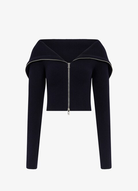 Lambswool zipped cardigan - maison-alaia.com