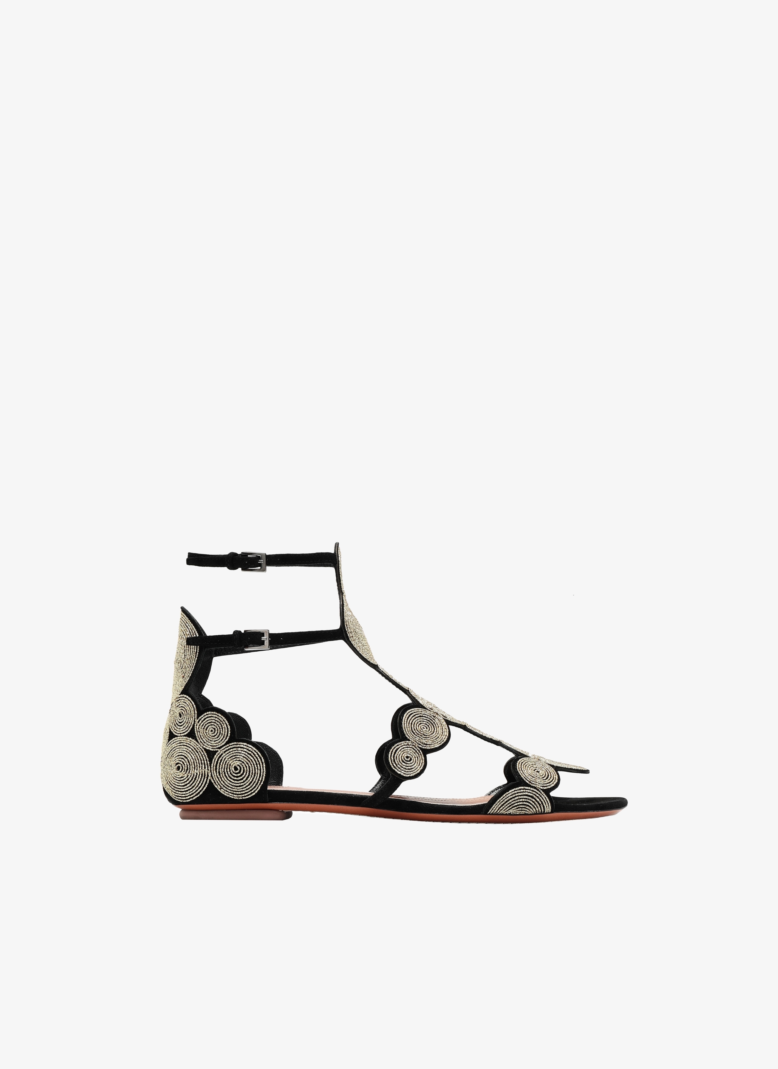 ALAÏA BLACK/GOLD FLAT SANDAL 