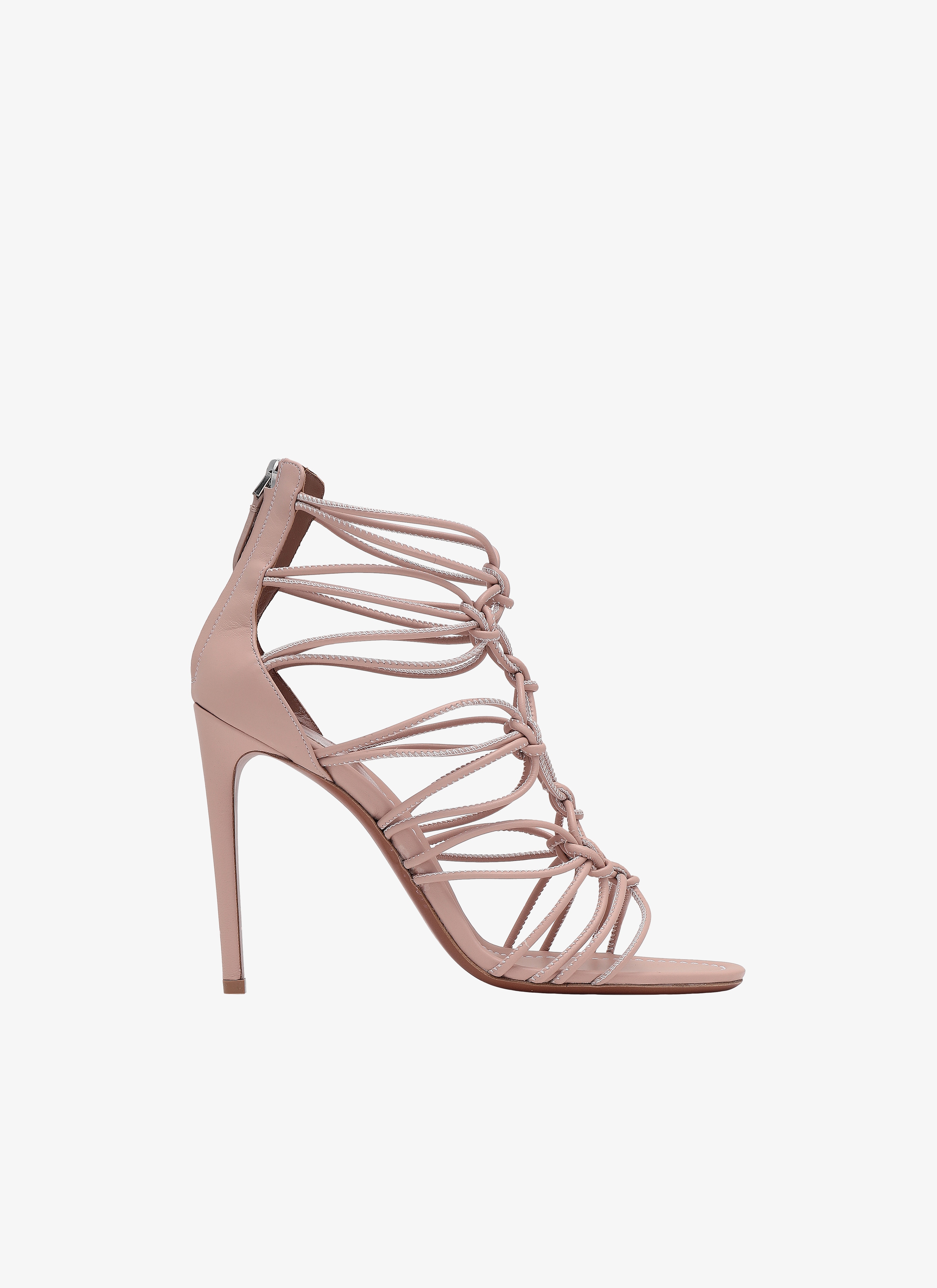 ALAÏA NUDE/WHITE STILETTO HEELED SANDAL