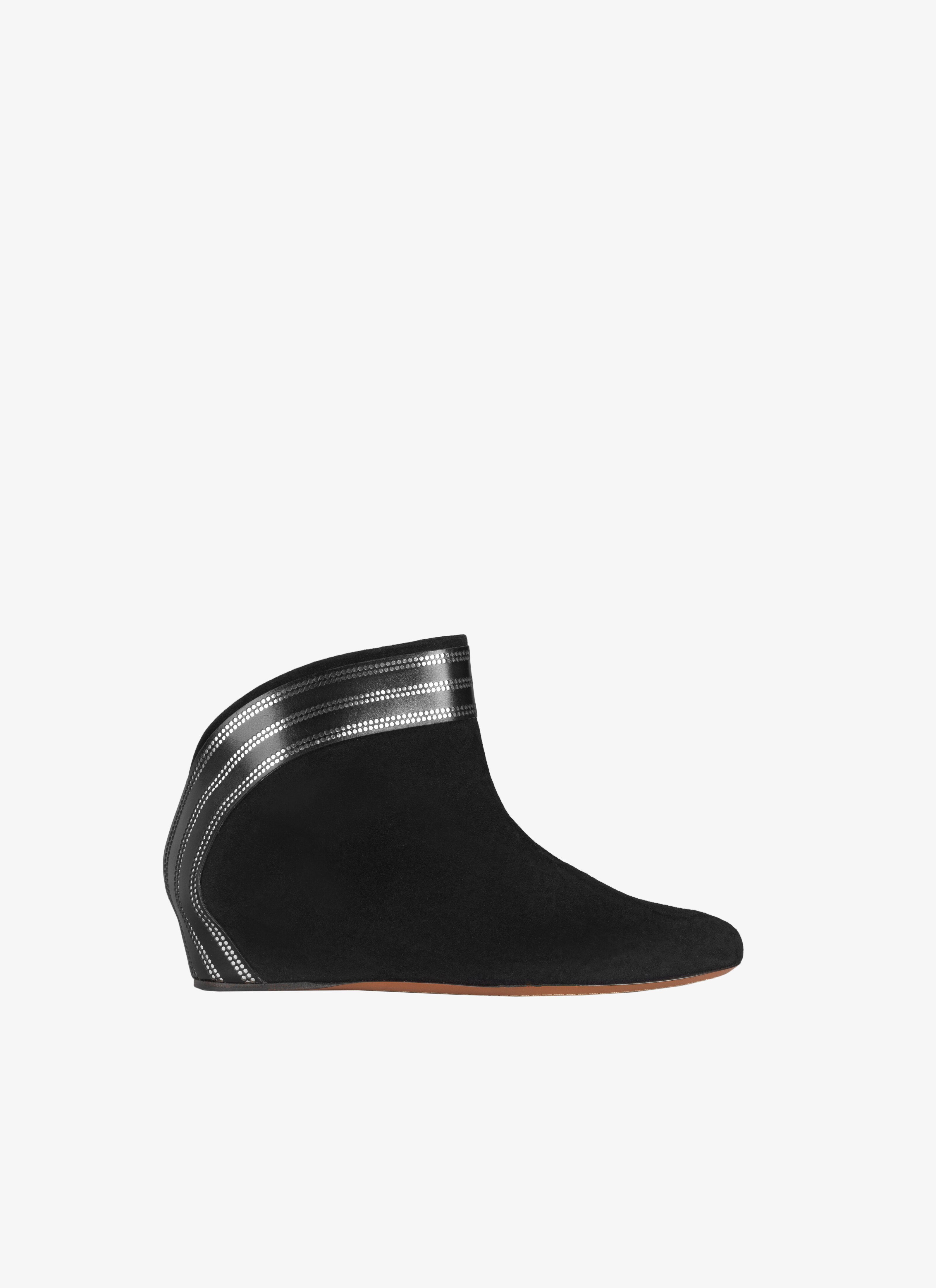 ALAÏA BLACK/SILVER GOATSKIN WEDGE ANKLE BOOT
