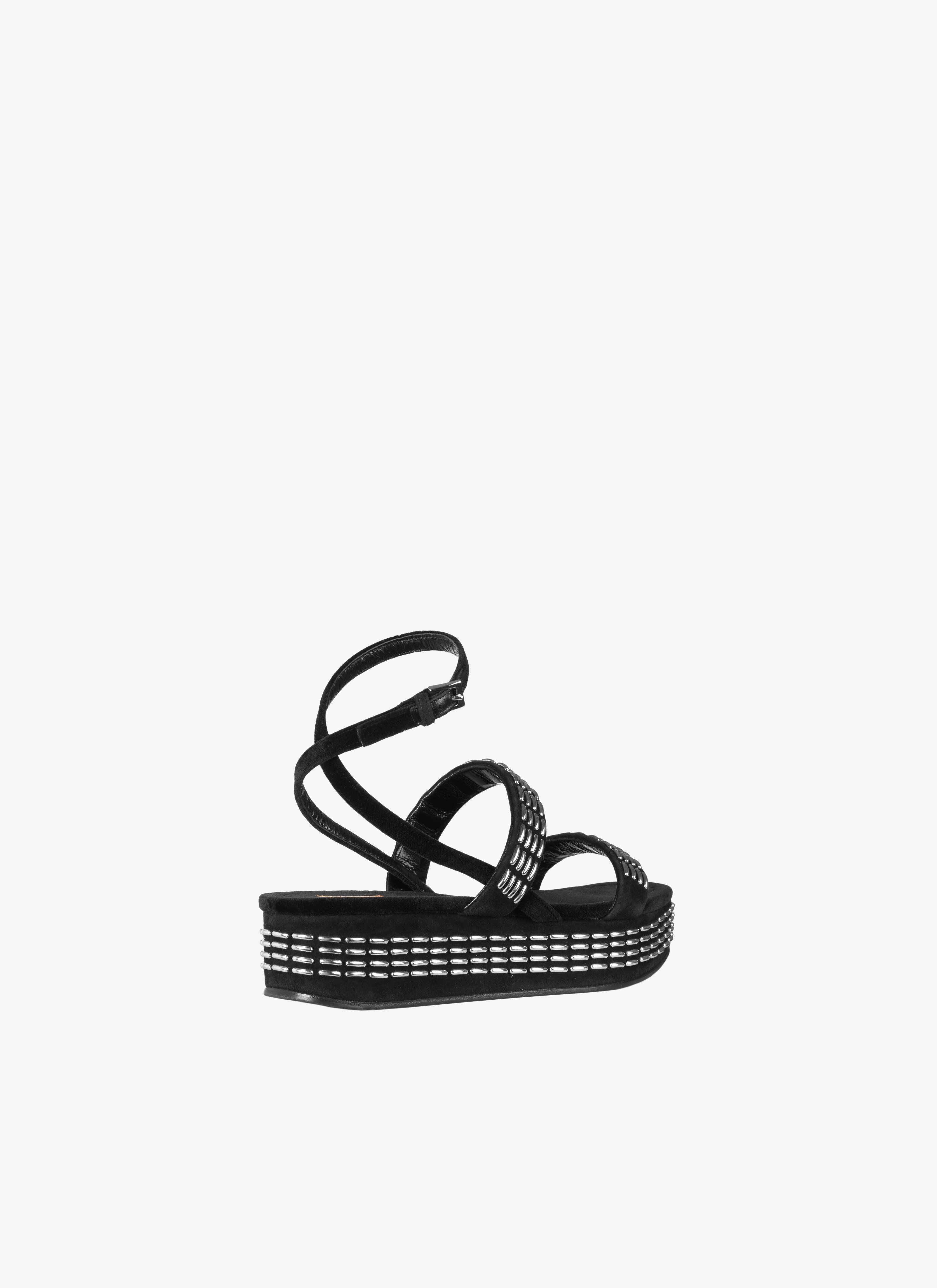 Goatskin And Velvet Platform Sandal Goatskin And Velvet Platform Sandal - maison-alaia.com
