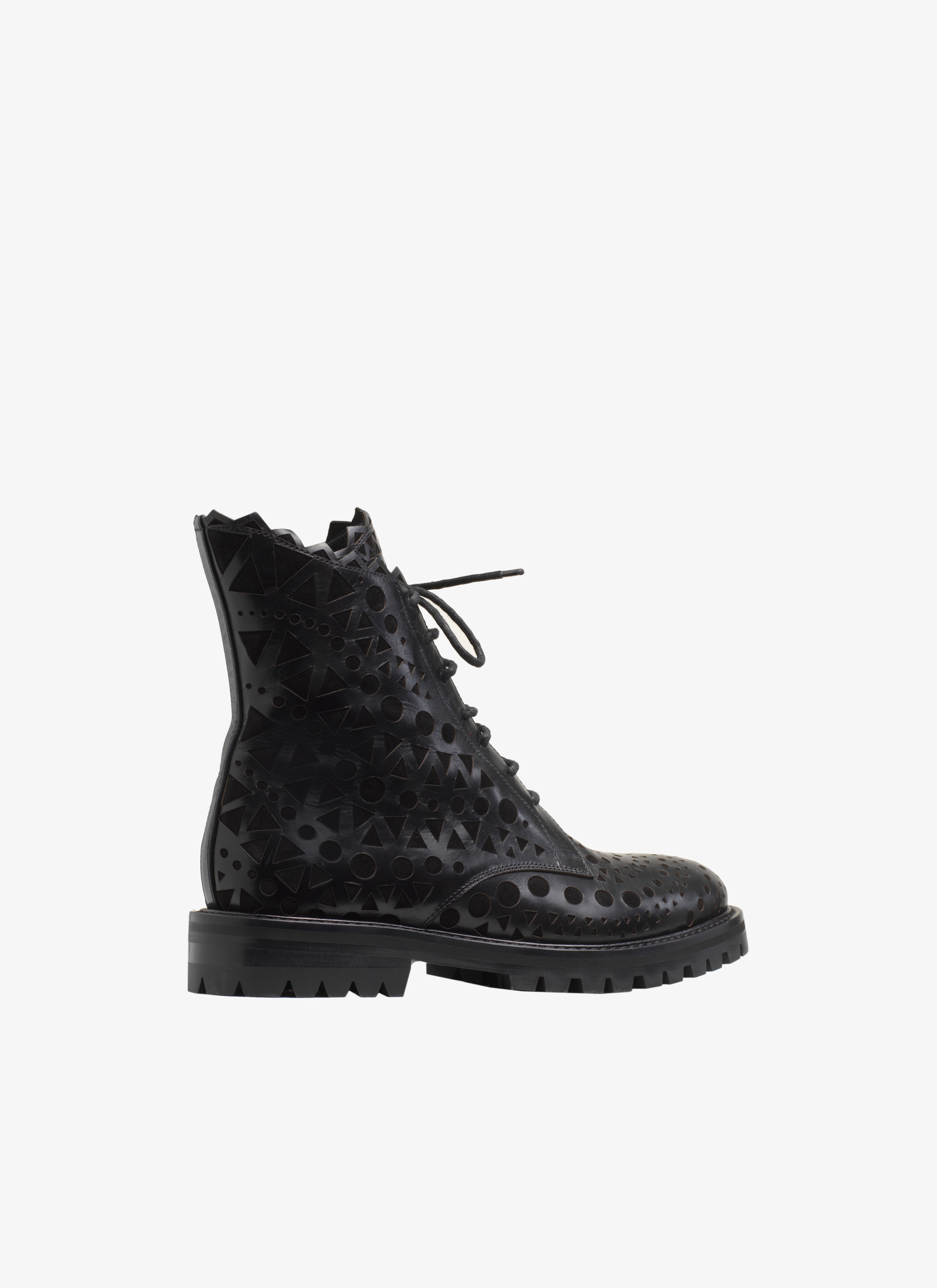 Openwork Goat And Calfskin Combat Boot Openwork Goat And Calfskin Combat Boot - maison-alaia.com