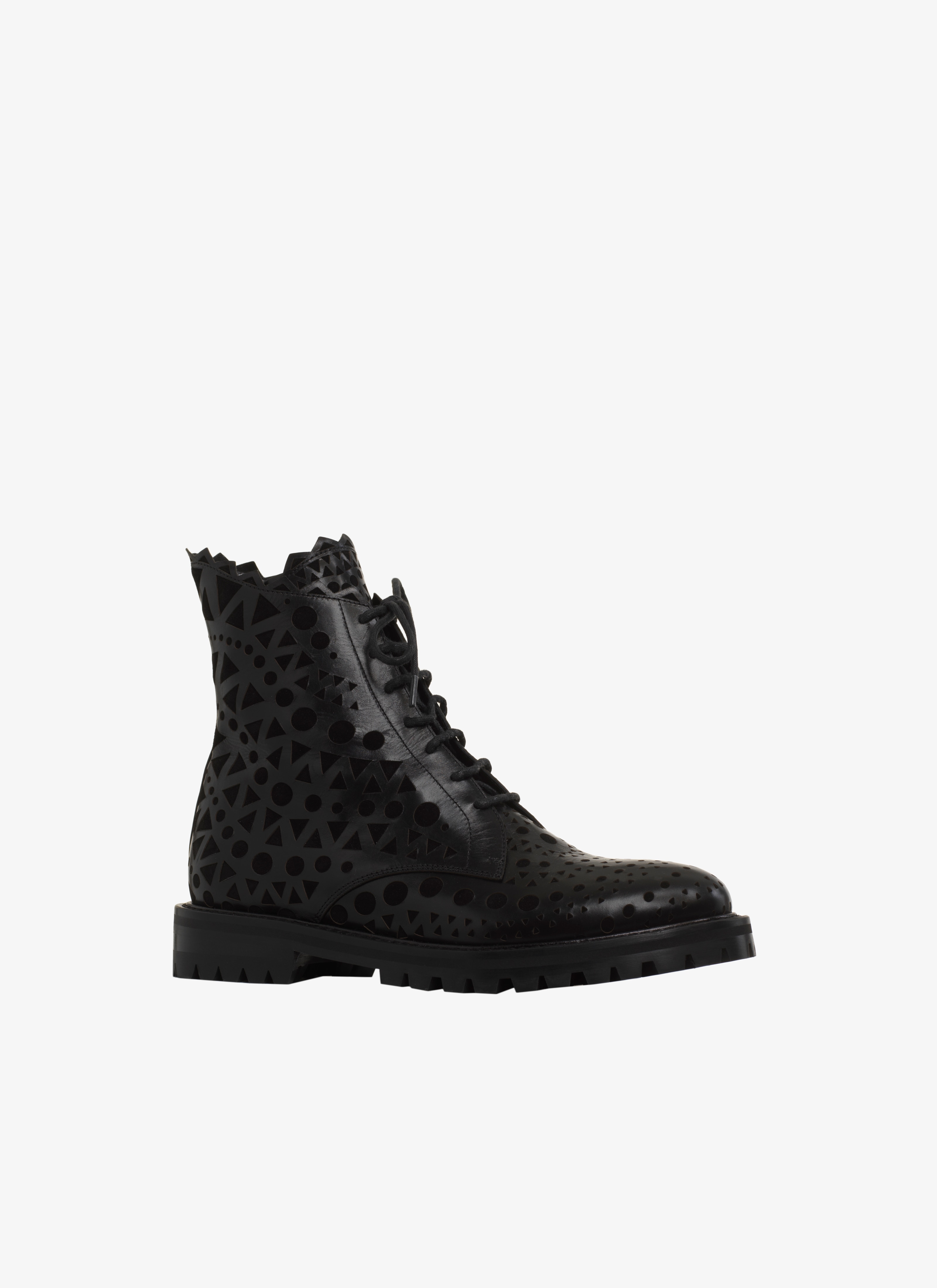 Openwork Goat And Calfskin Combat Boot Openwork Goat And Calfskin Combat Boot - maison-alaia.com