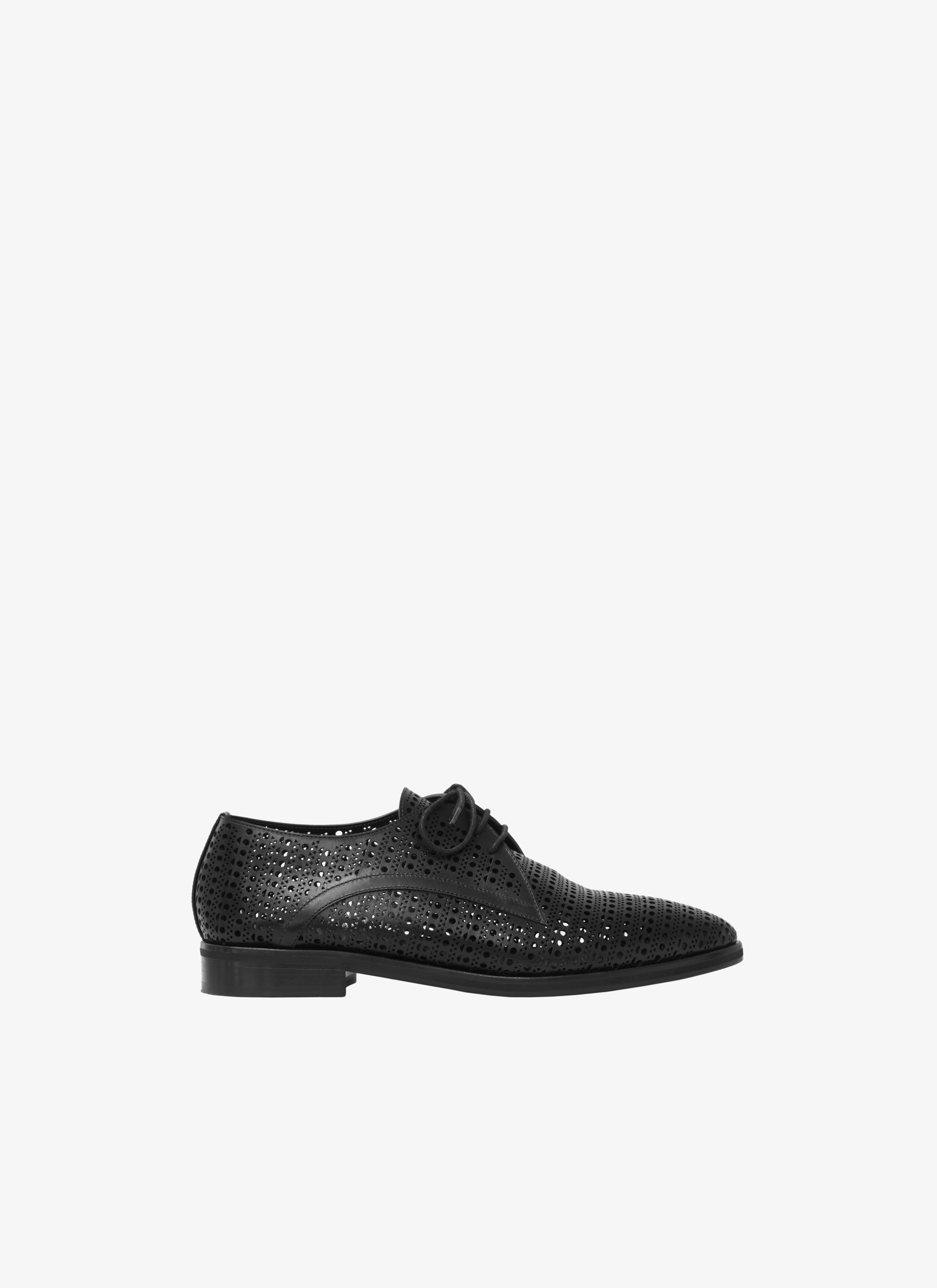 ALAÏA BLACK LASER-CUT DERBY SHOE
