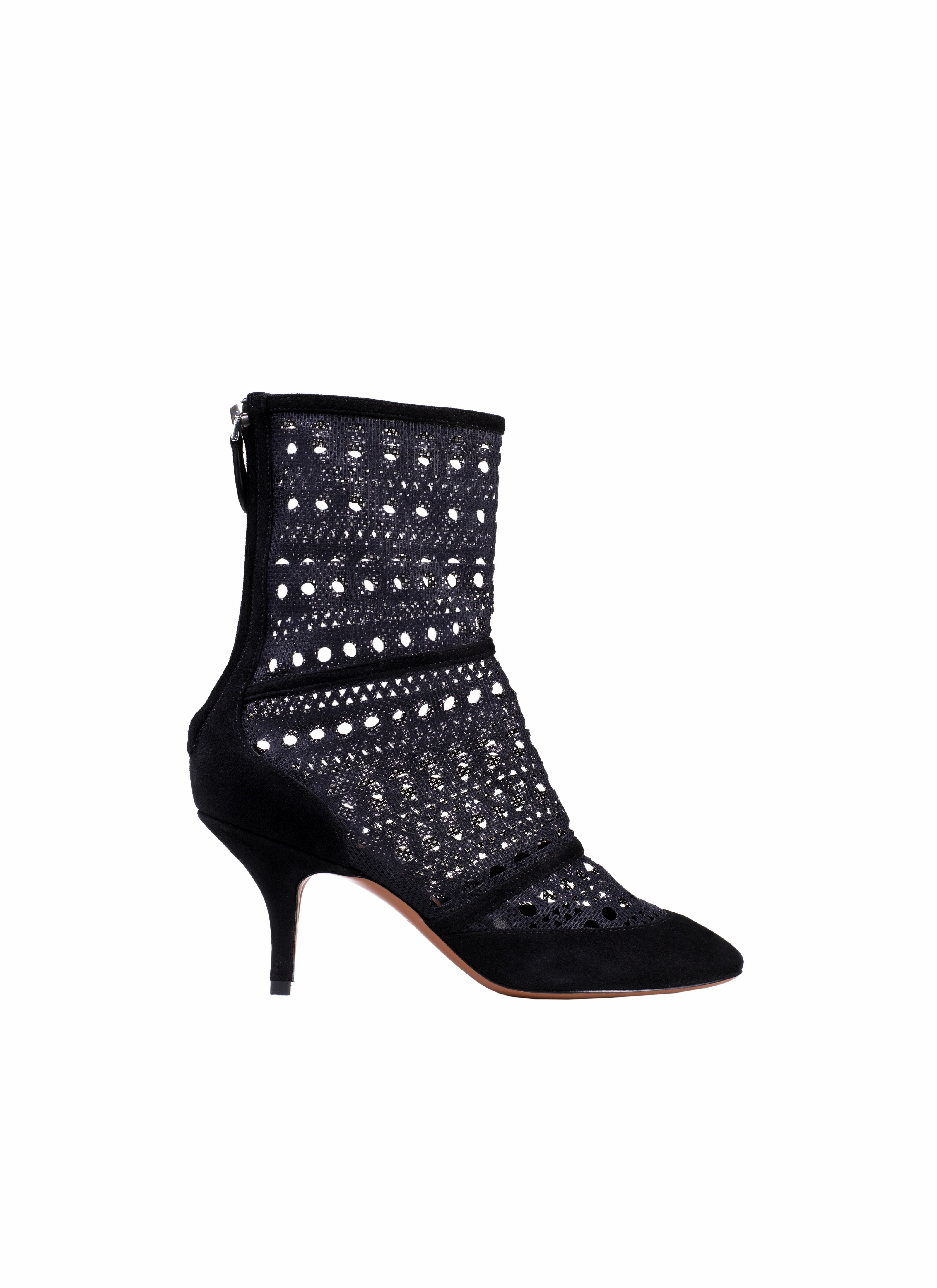 ALAÏA BLACK/BLACK LASER-CUT ANKLE BOOT
