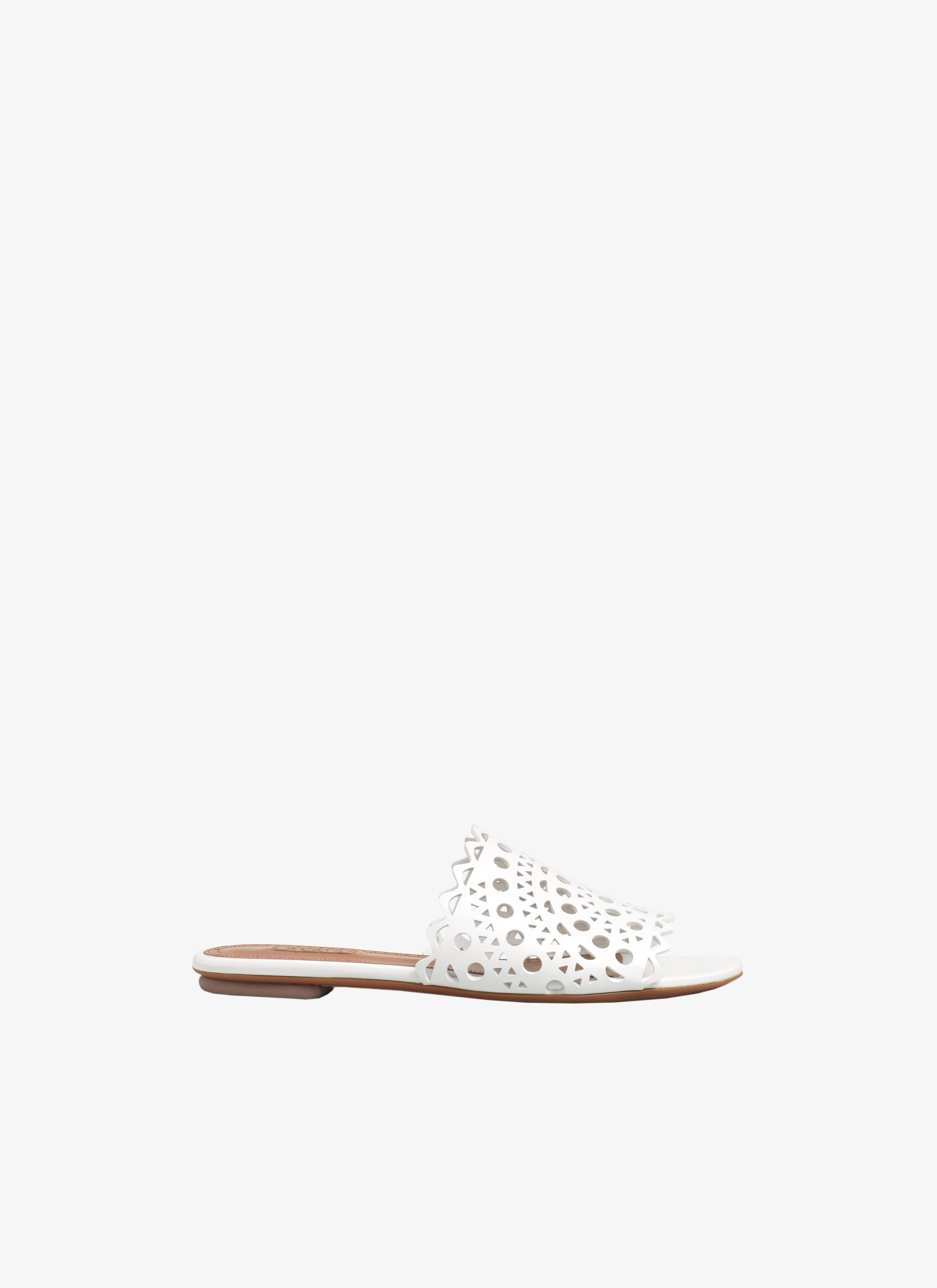 white flat mule shoes