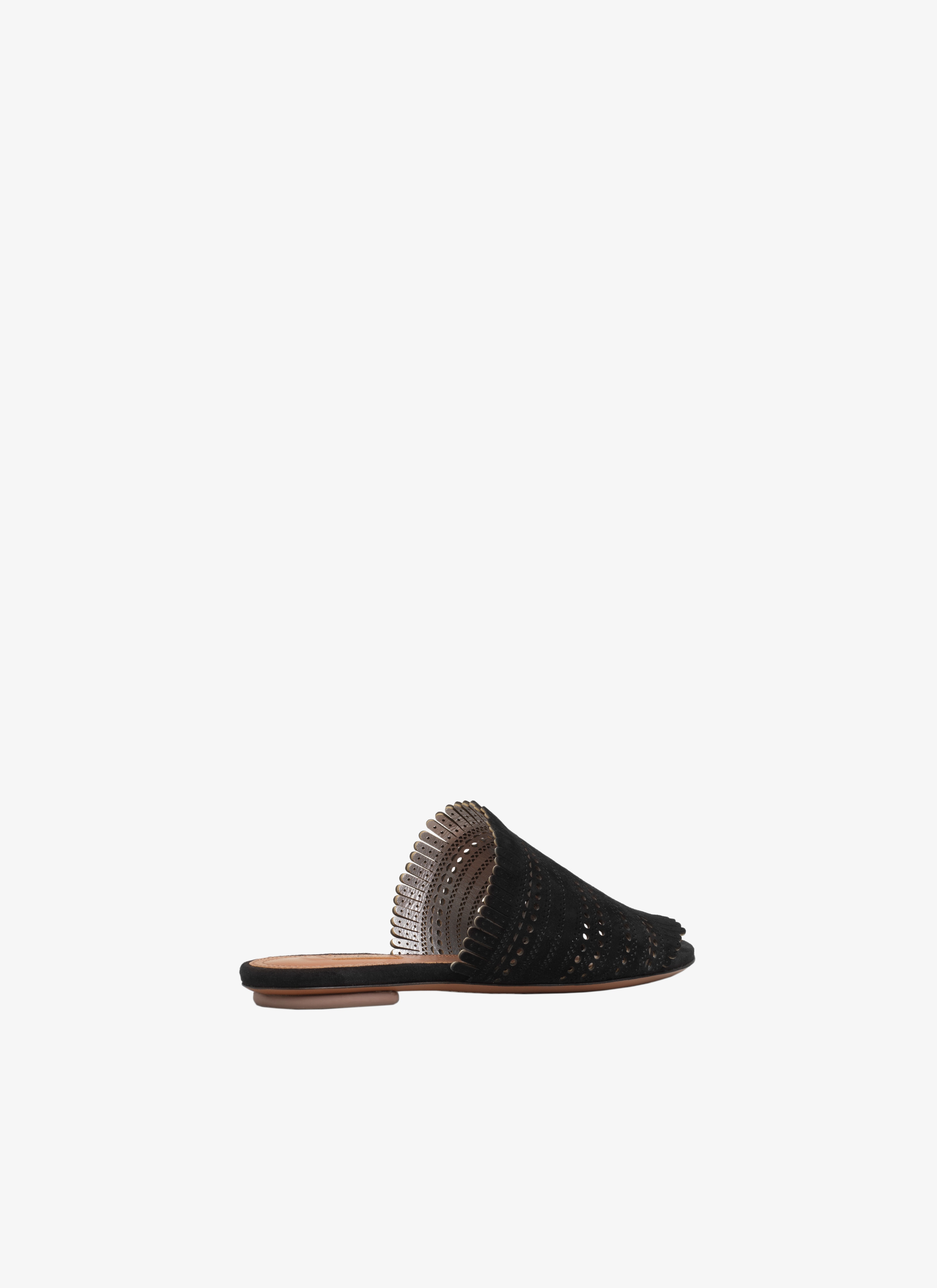 black flat mule sandals