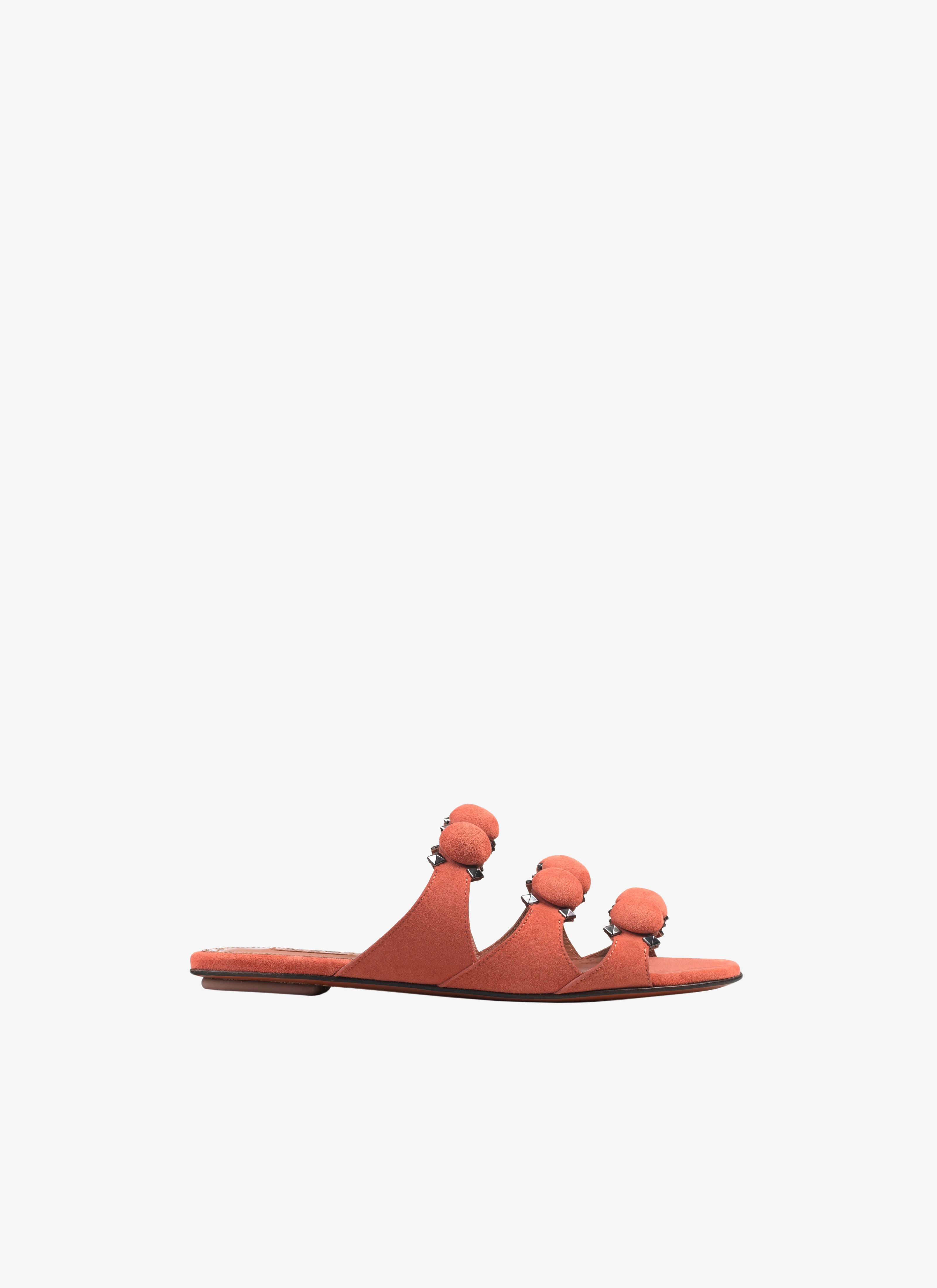 ALAÏA CARAMEL BOMBE SUEDE FLAT MULES