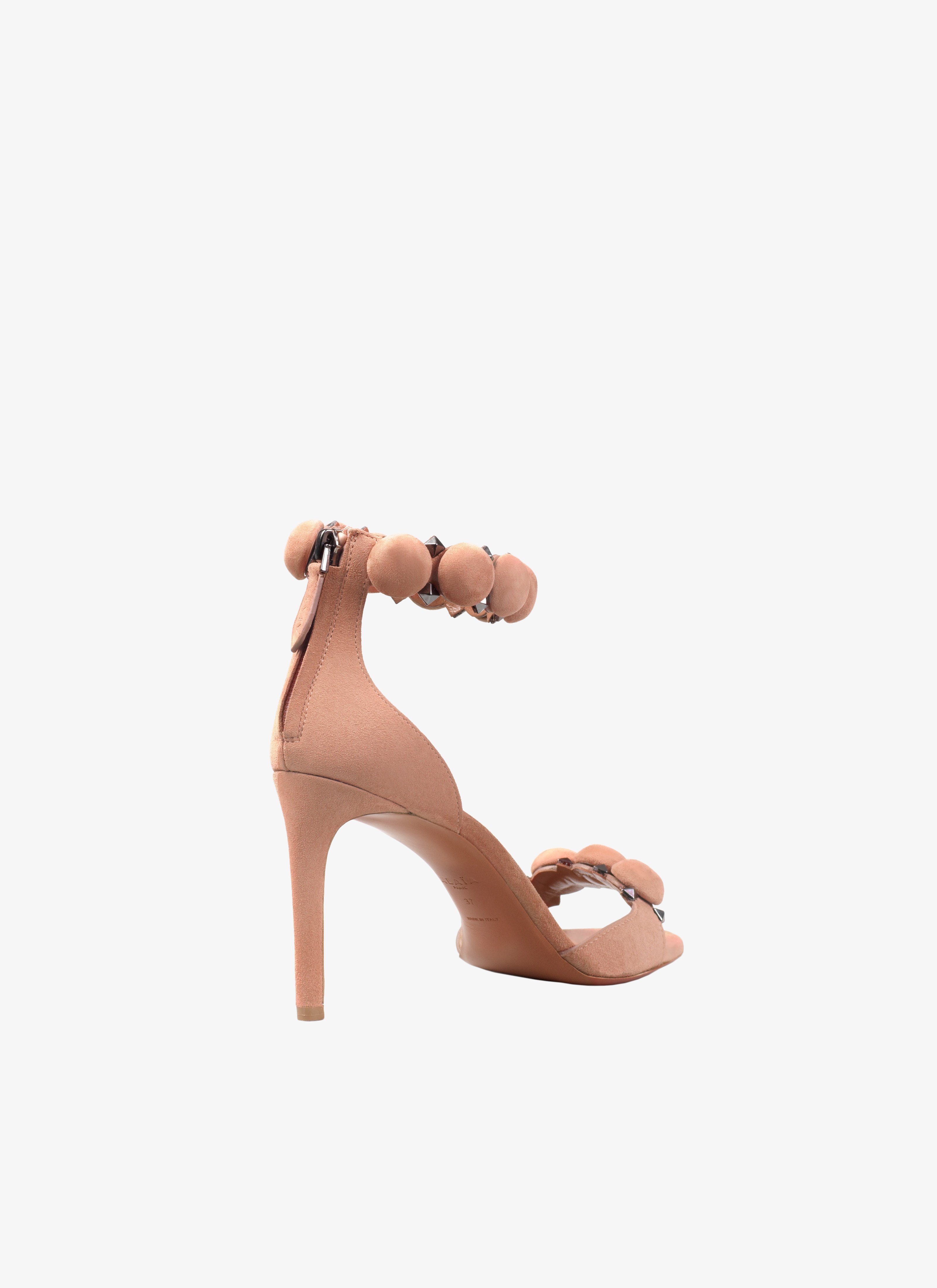 ALAÏA BLUSH BOMBE SANDALS IN SUEDE GOATSKIN