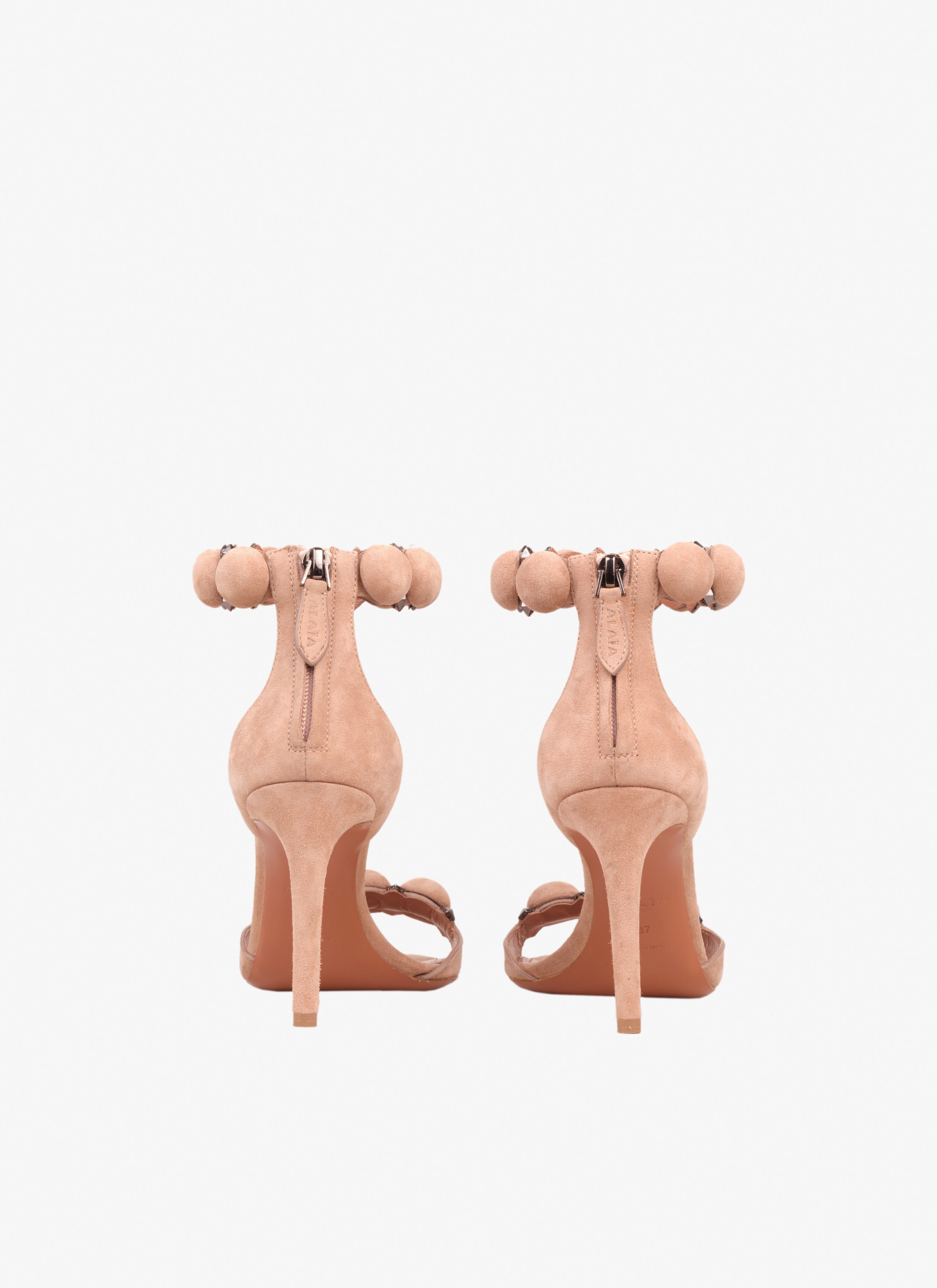 ALAÏA BLUSH BOMBE SANDALS IN SUEDE GOATSKIN