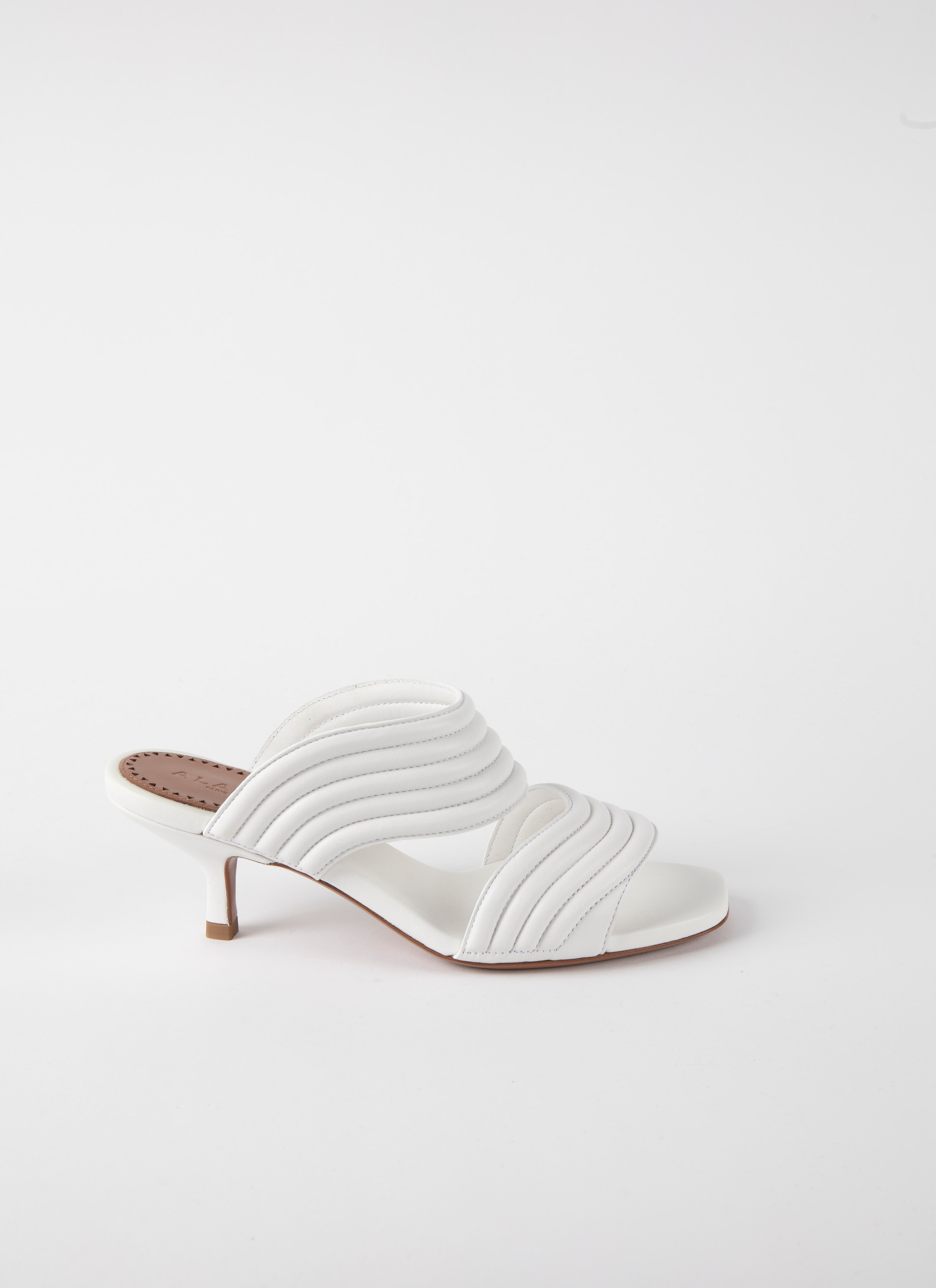 white heeled mules