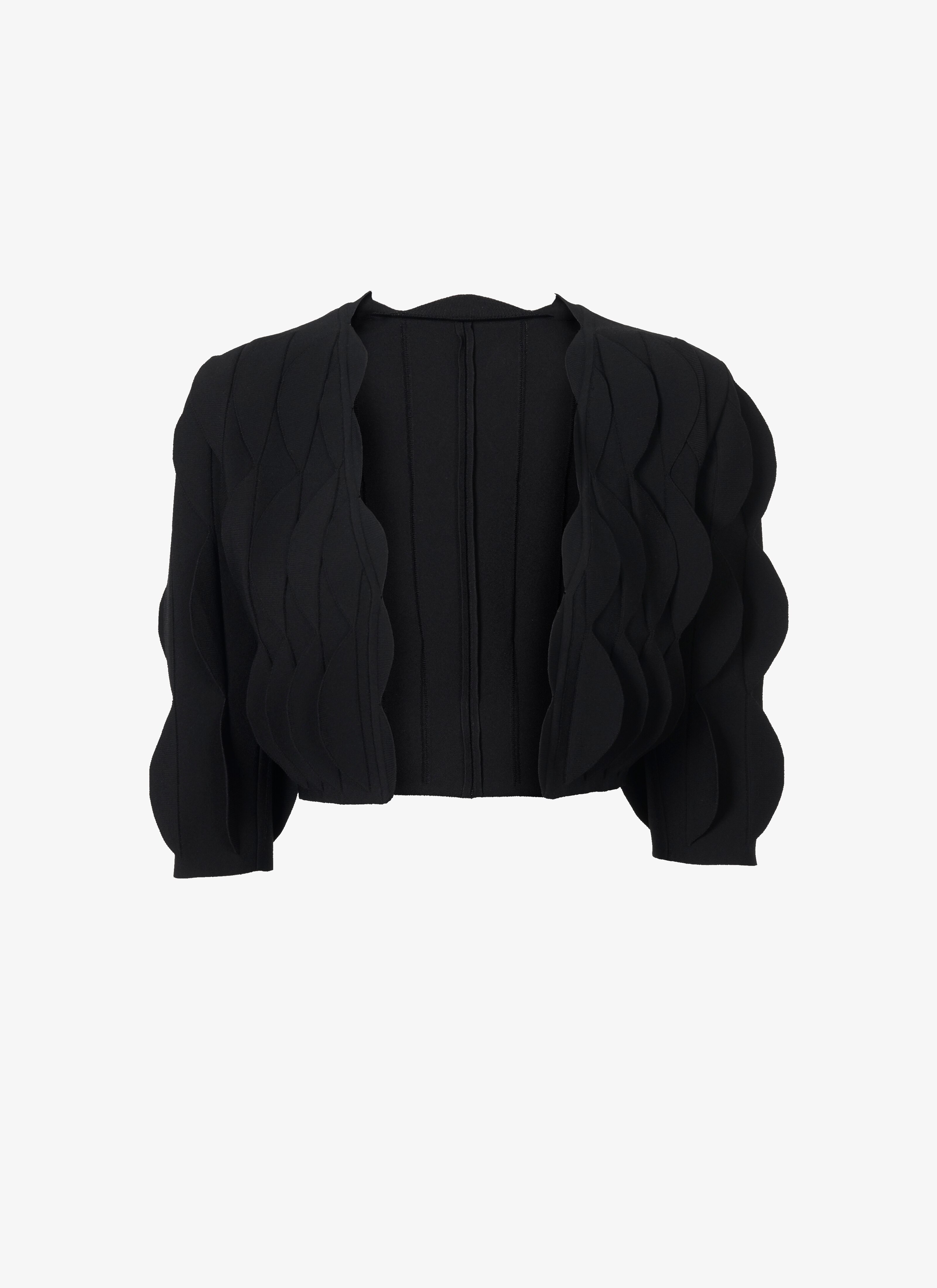 ALAÏA BLACK SCALLOPED KNIT BOLERO