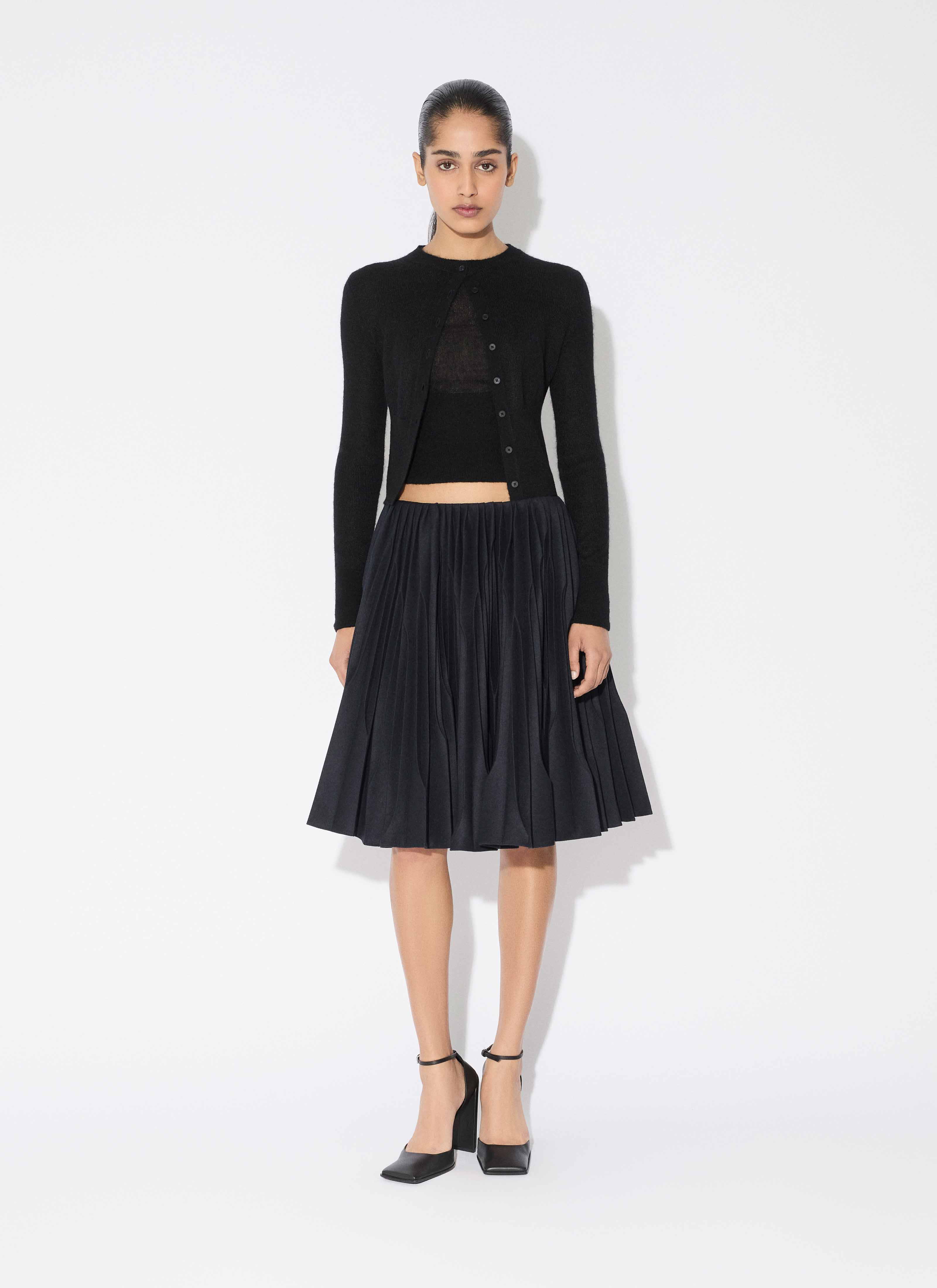 ALAÏA BLACK MOHAIR KNIT CARDIGAN