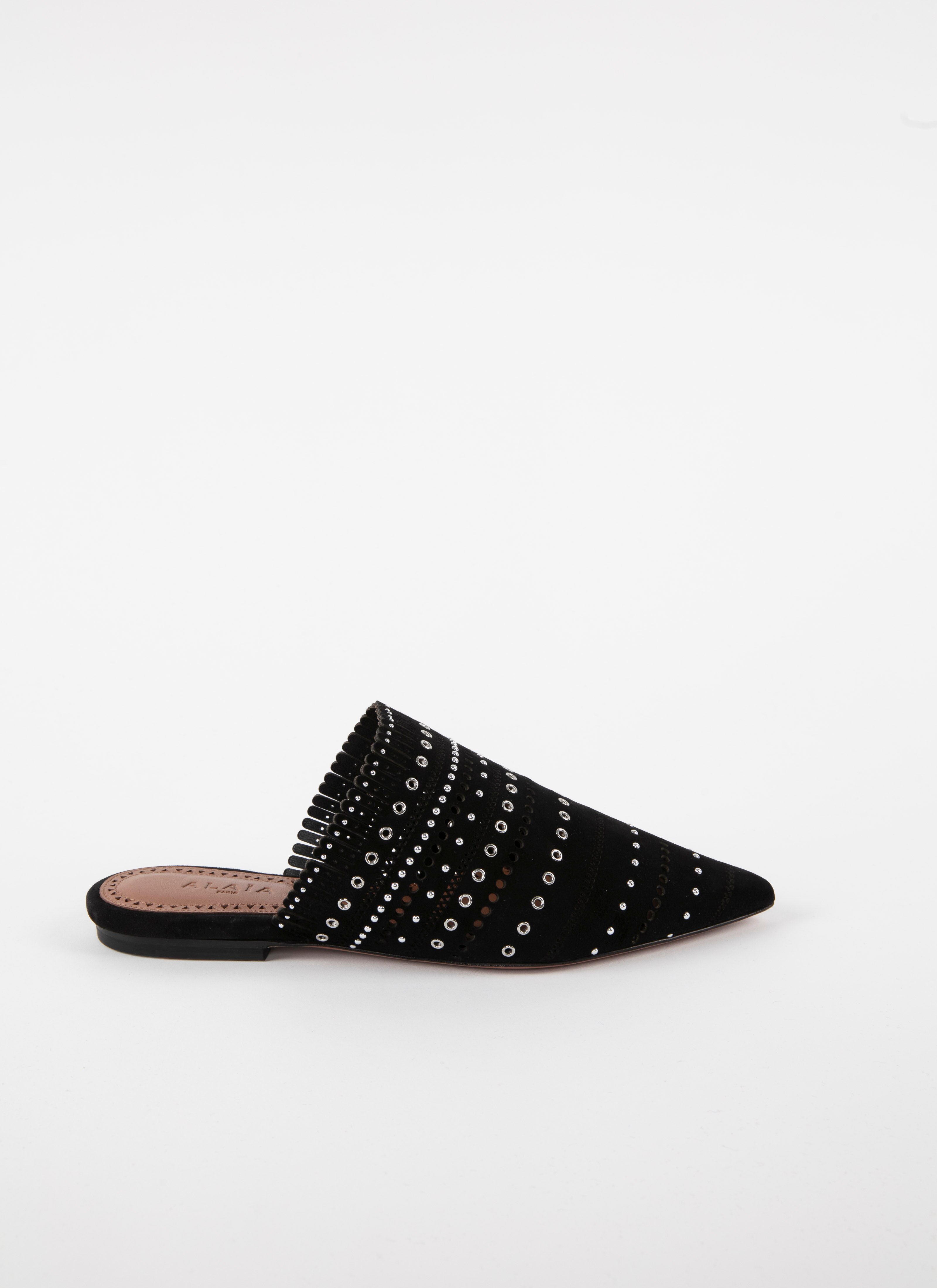 black flat mules
