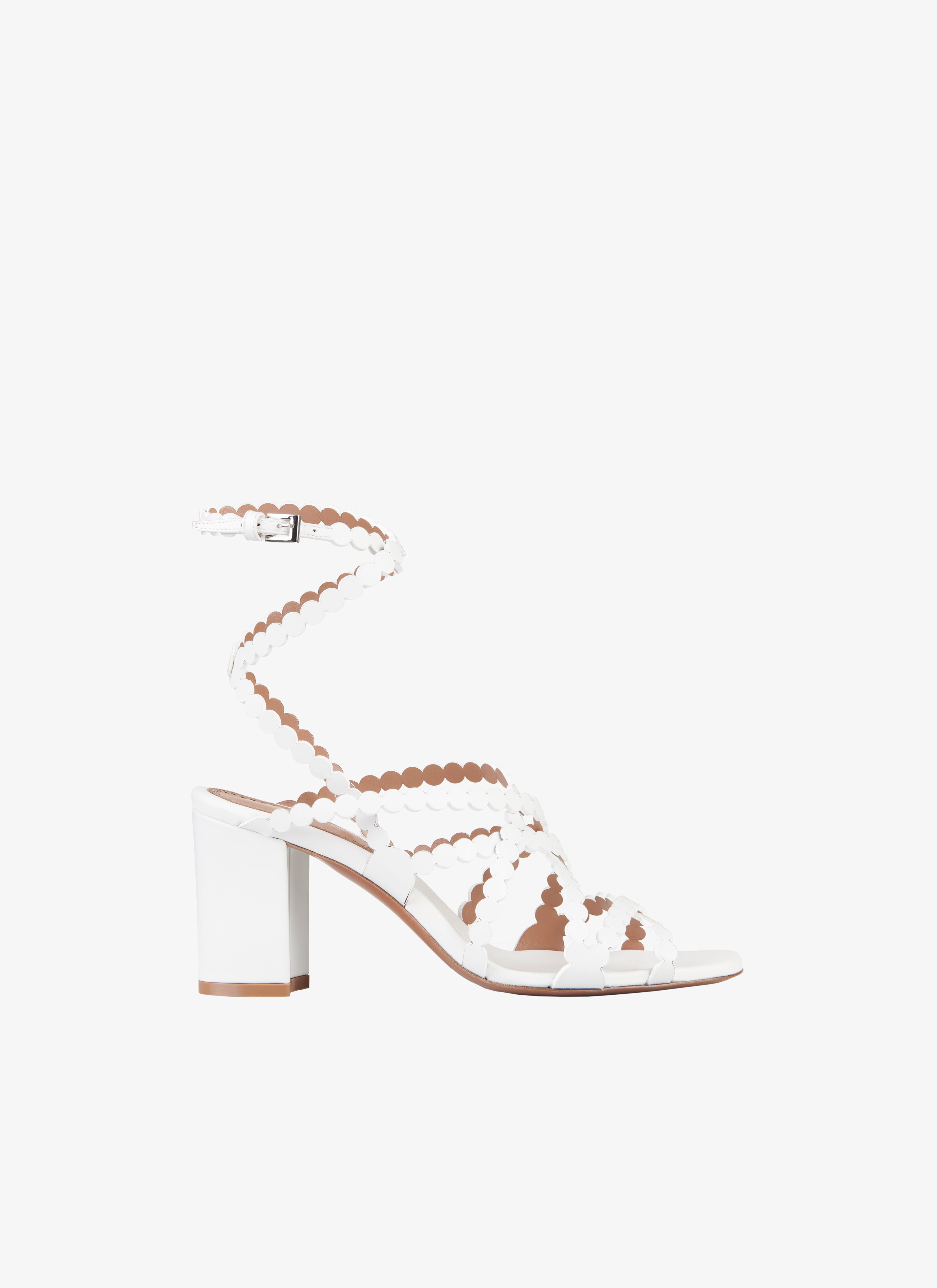 ALAÏA 화이트/카세 가죽 힐 샌들