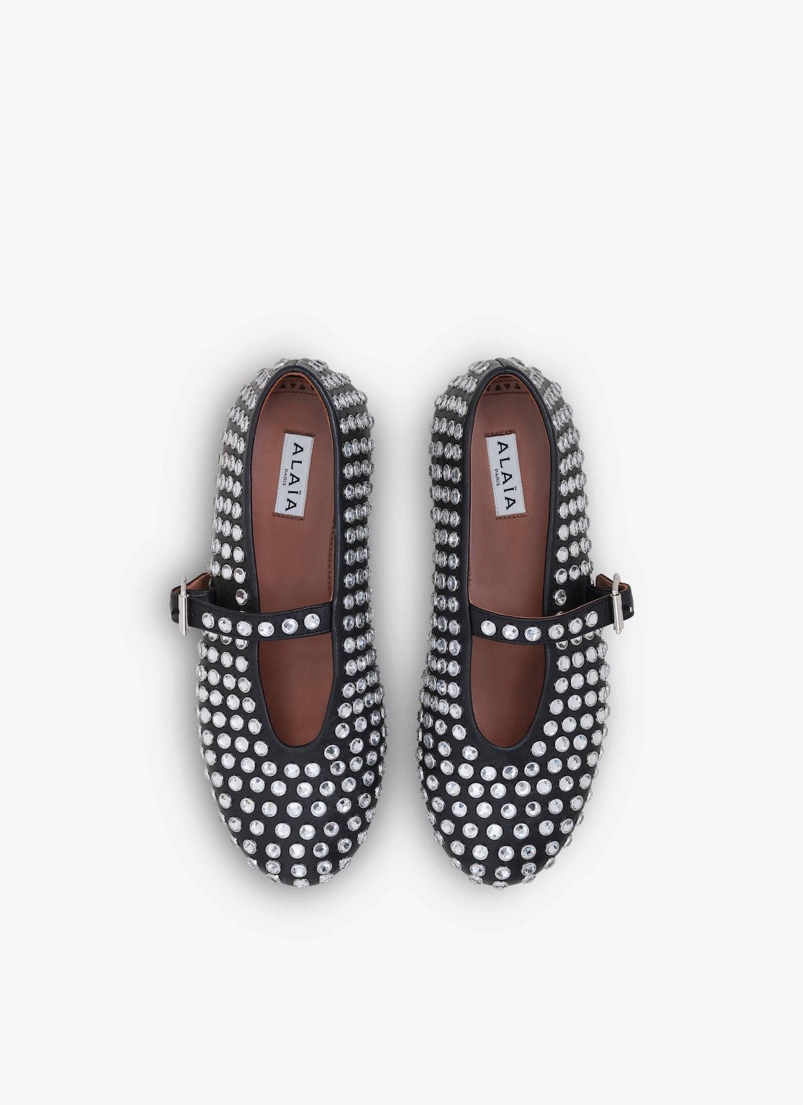 ALAÏA Women's Black Strass Lambskin Ballet Flats ALAÏA CH