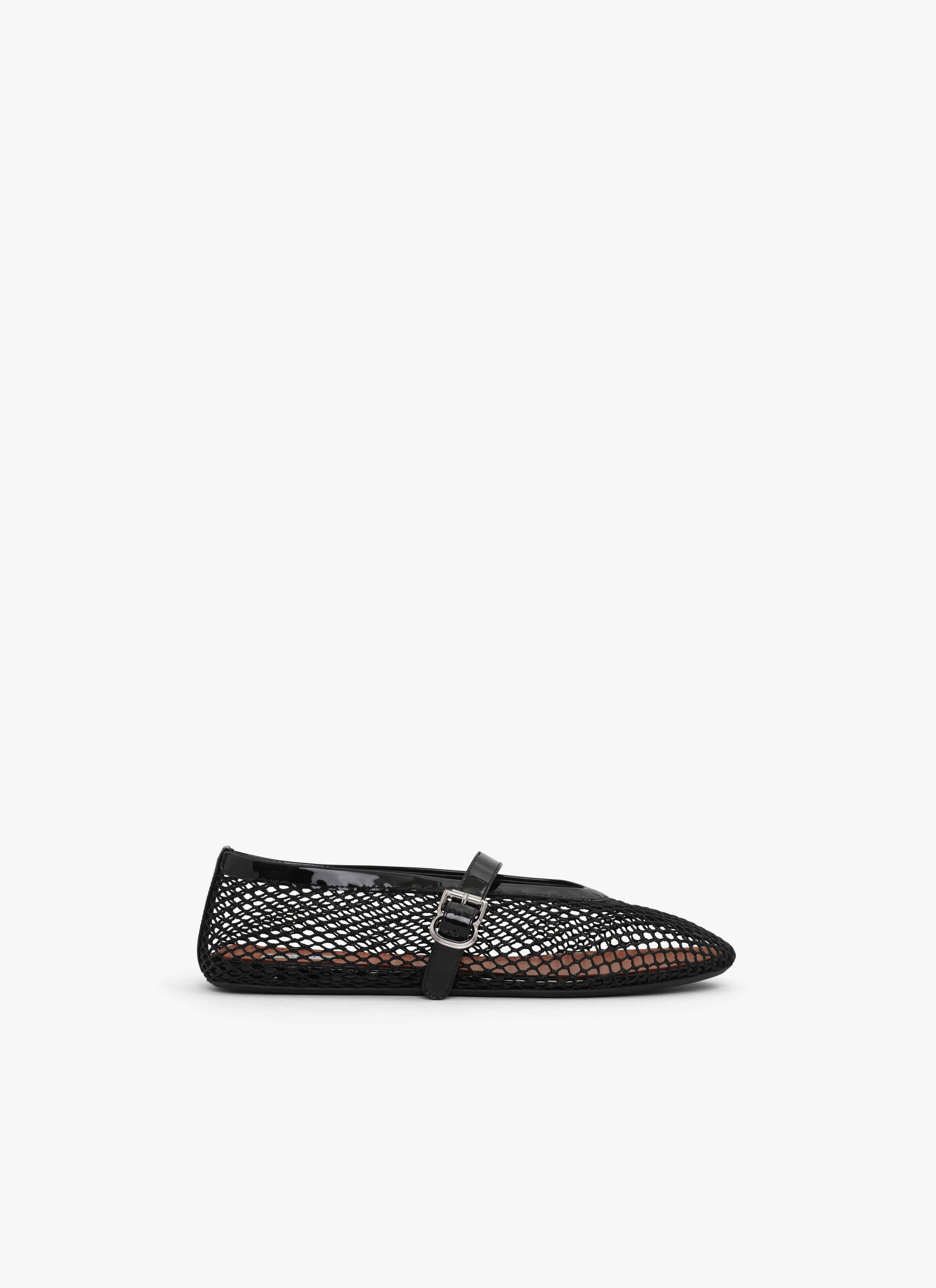 ALAÏA BLACK BALLET FLATS IN FISHNET