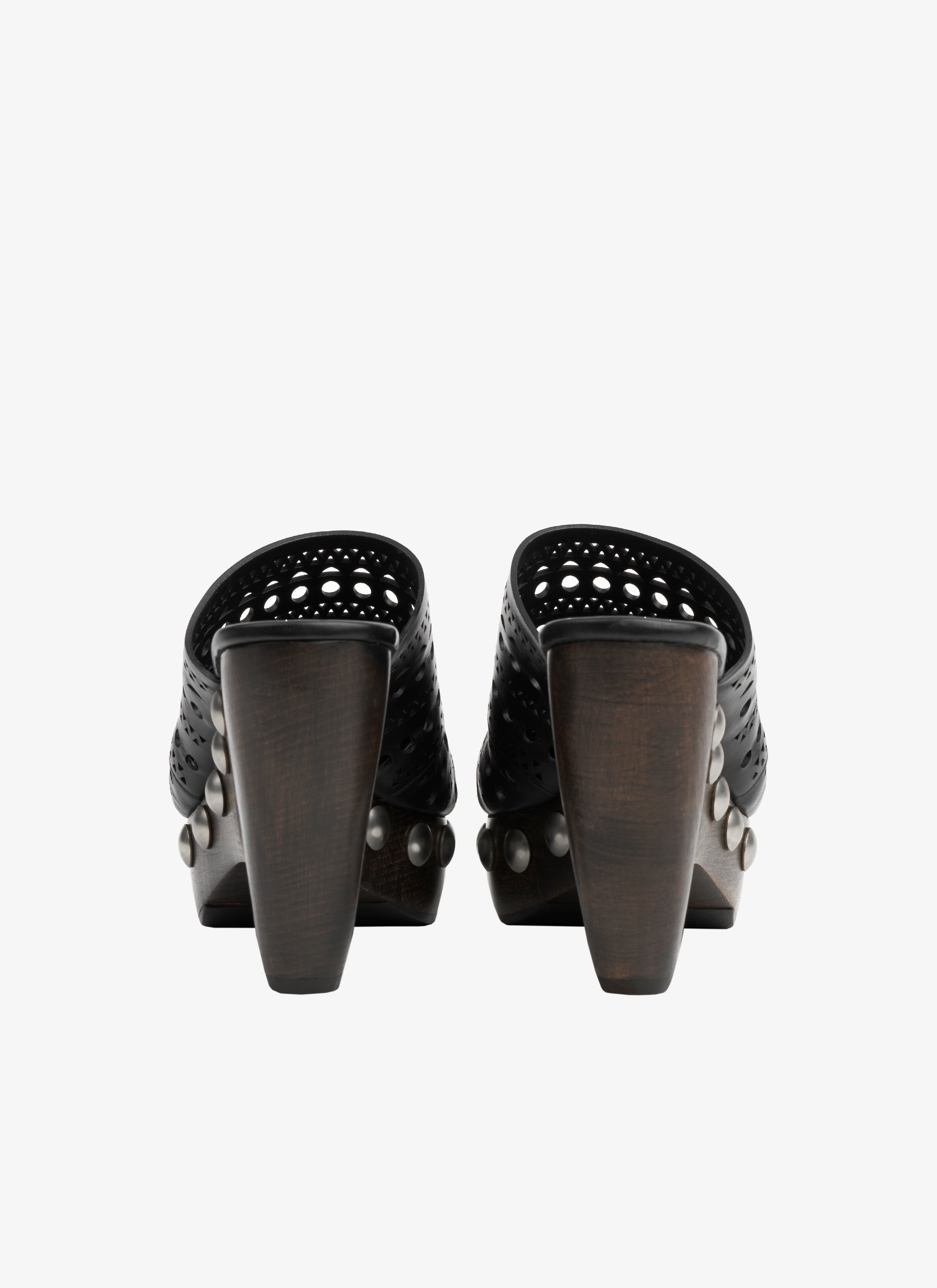 ALAÏA BLACK LE SABOT CLOGS IN CALFSKIN & WOOD