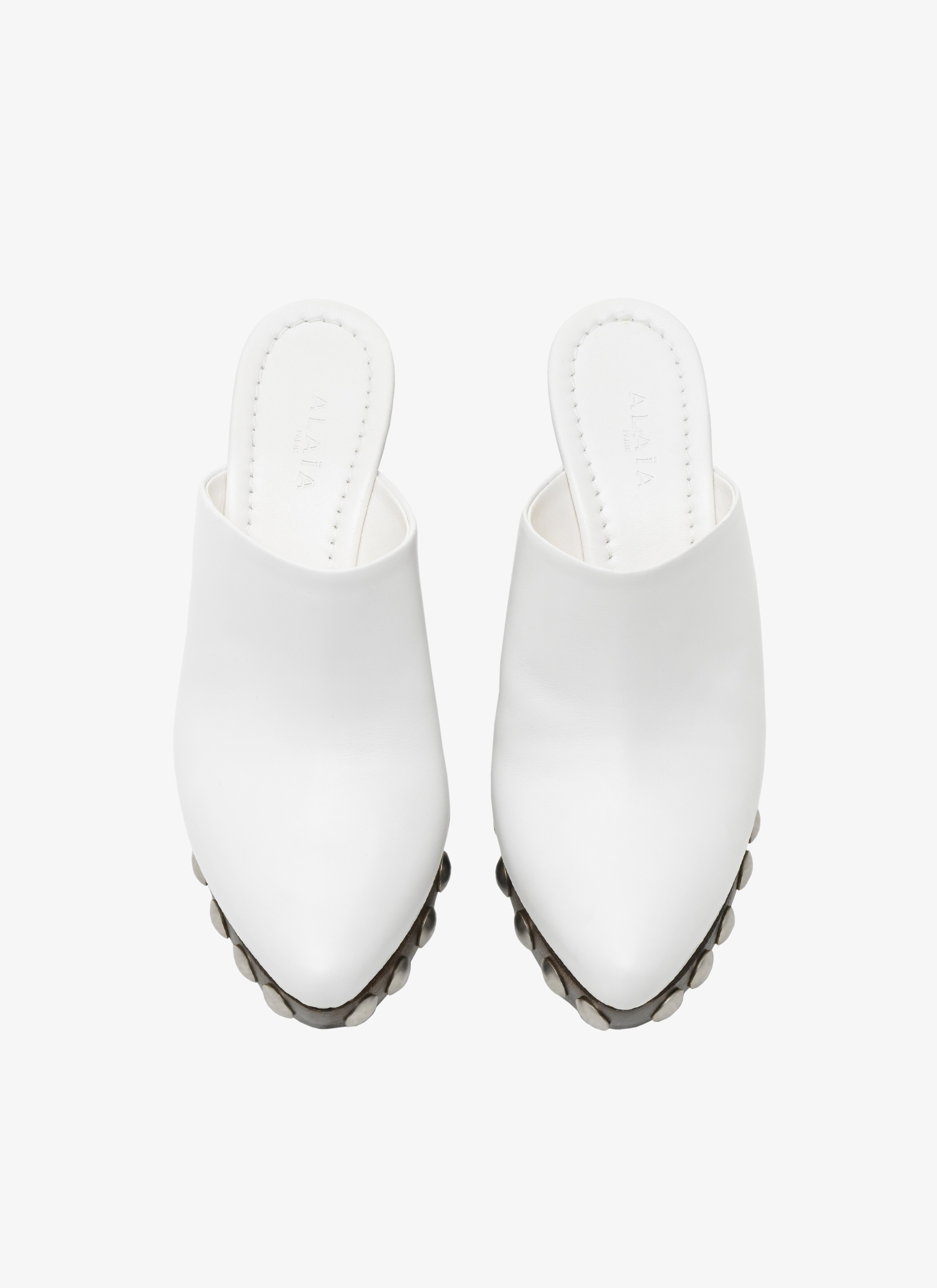 ALAÏA OFF-WHITE LE SABOT CLOGS IN CALFSKIN & WOOD