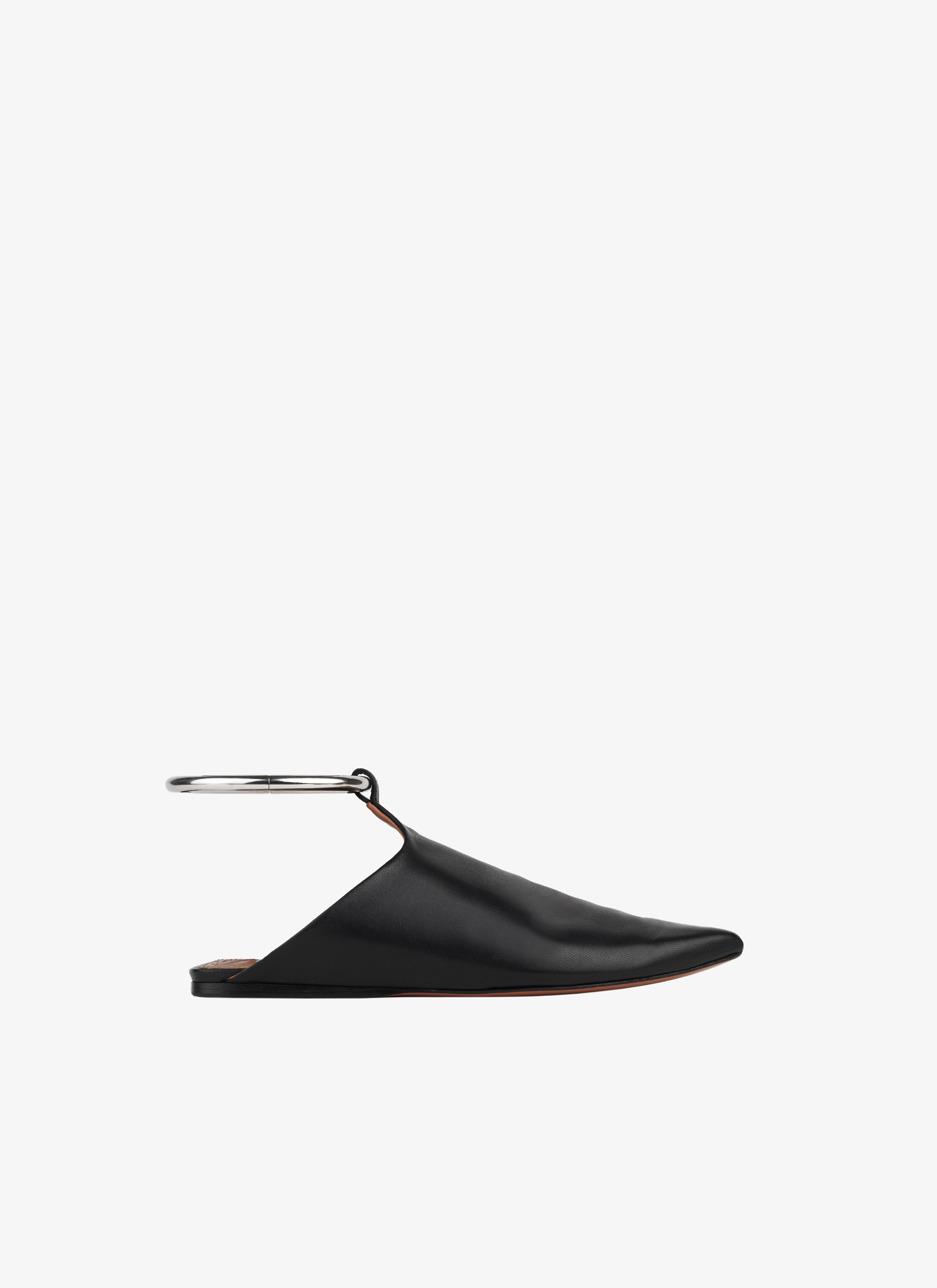 ALAÏA BLACK LEATHER FLAT BABOUCHES 