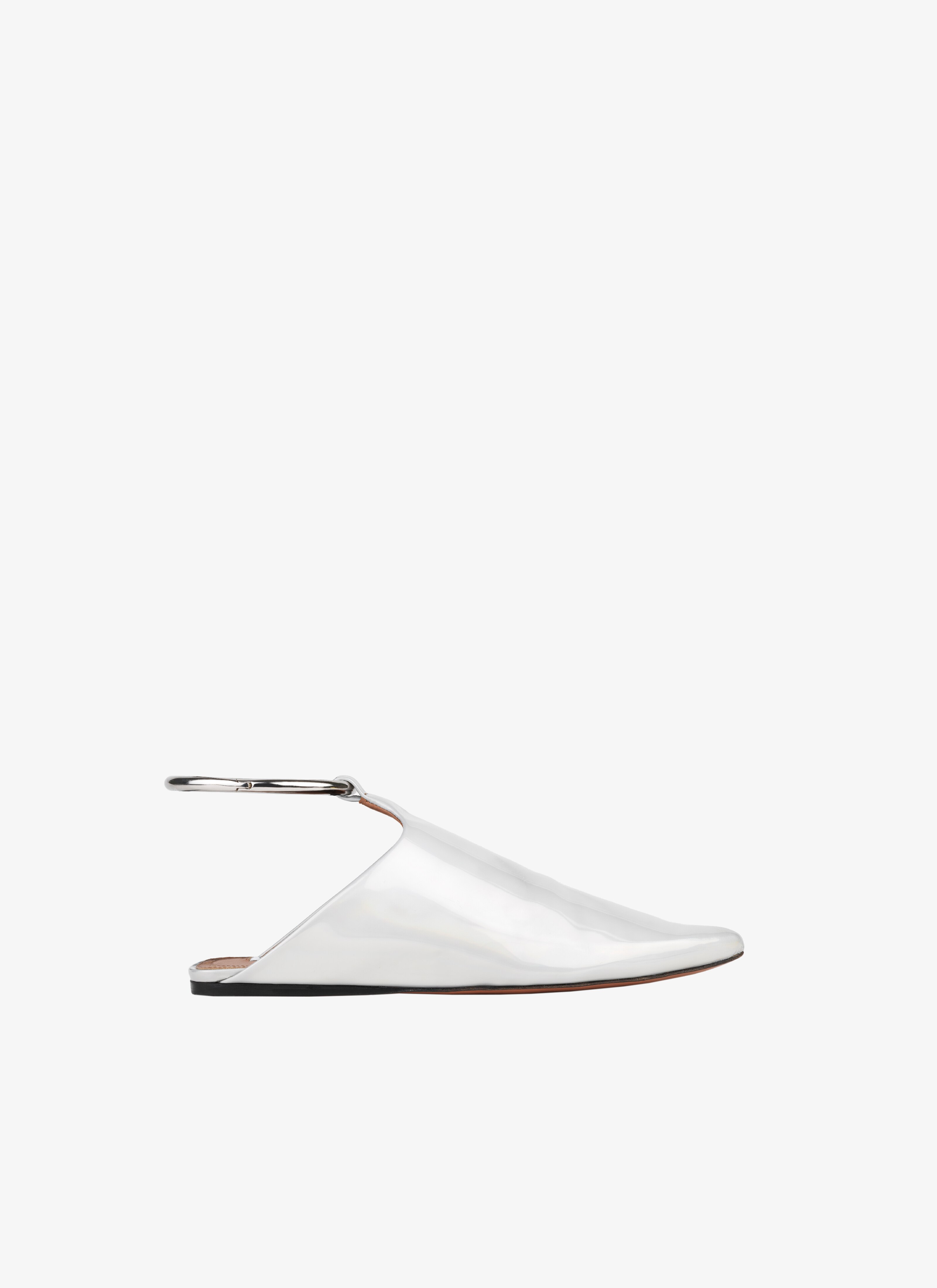 ALAÏA REFLEX WHITE LEATHER FLAT BABOUCHES 
