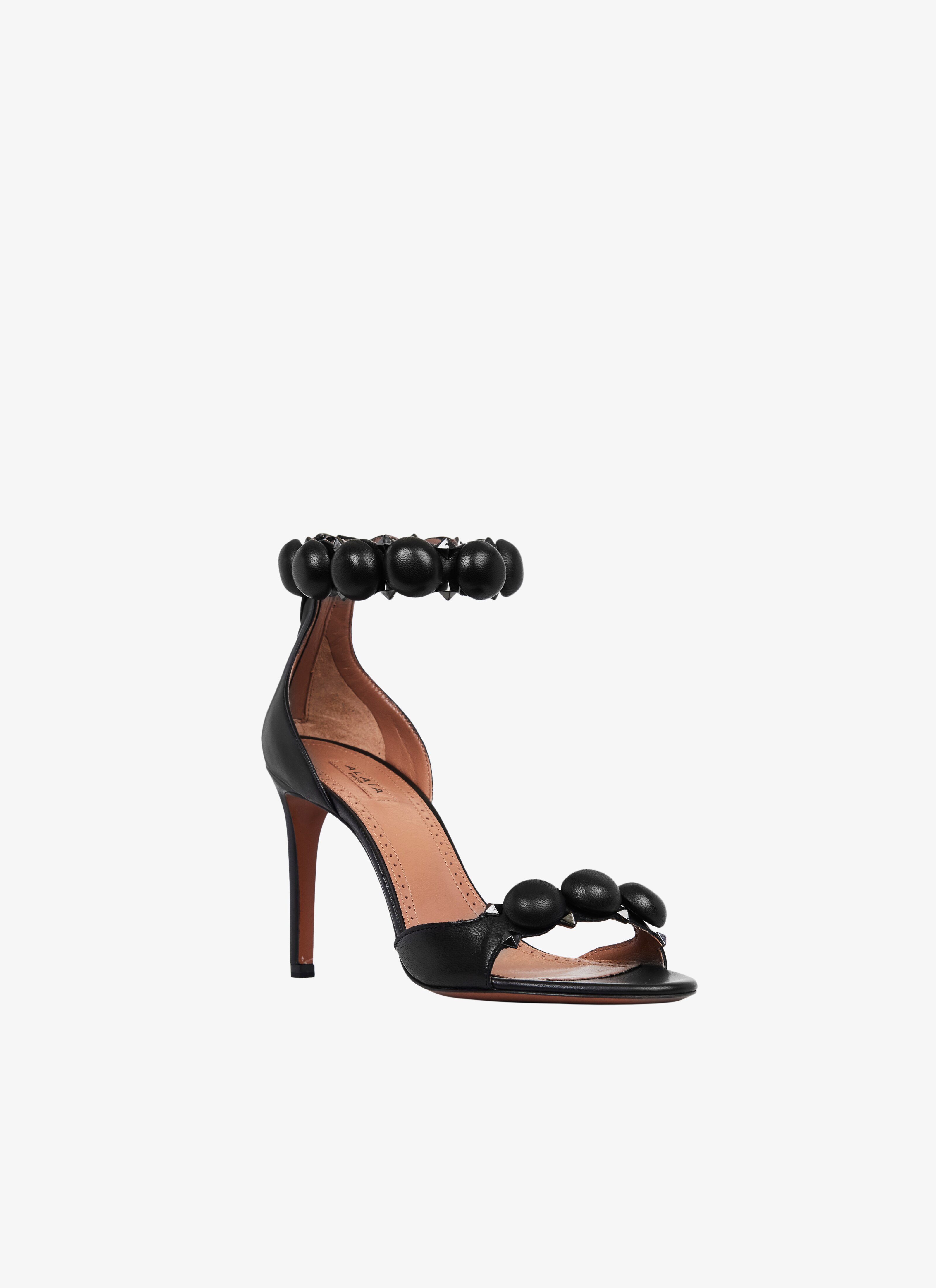 ALAÏA SANDALI BOMBE IN PELLE NERO