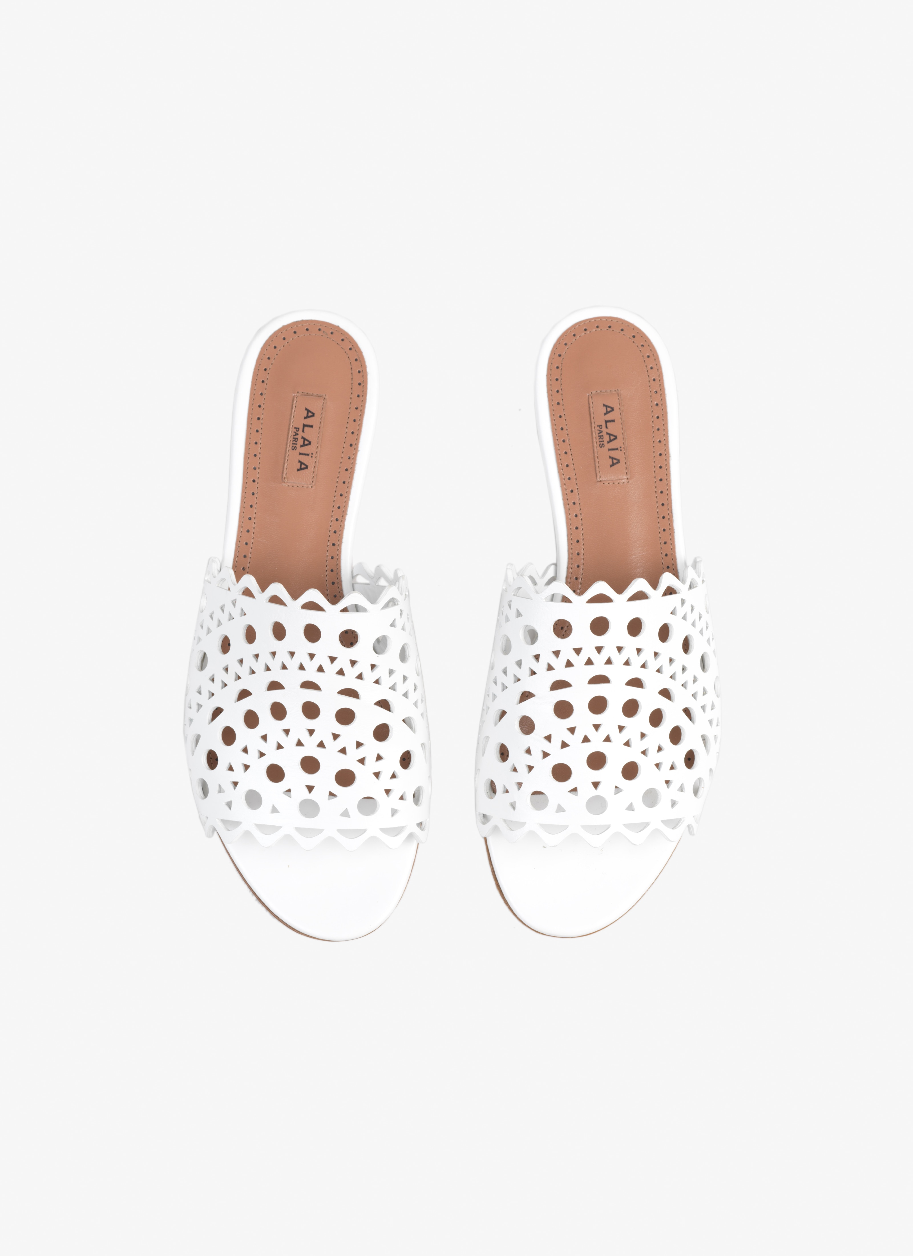 ALAÏA OFF-WHITE VIENNE MULES IN VIENNE CALFSKIN