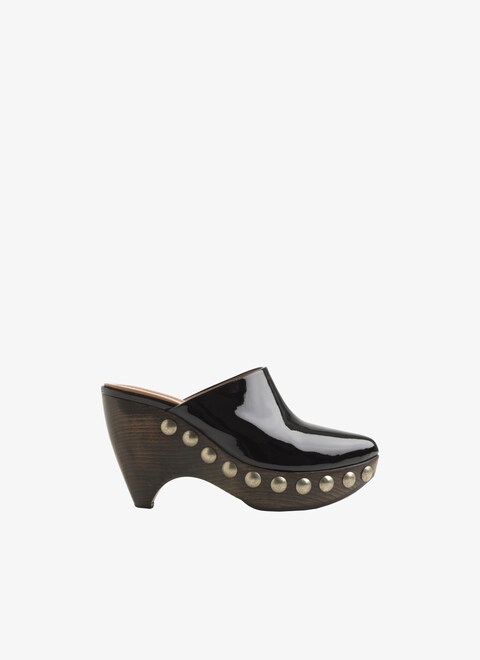 Le Sabot clogs in patent calfskin & wood - maison-alaia.com