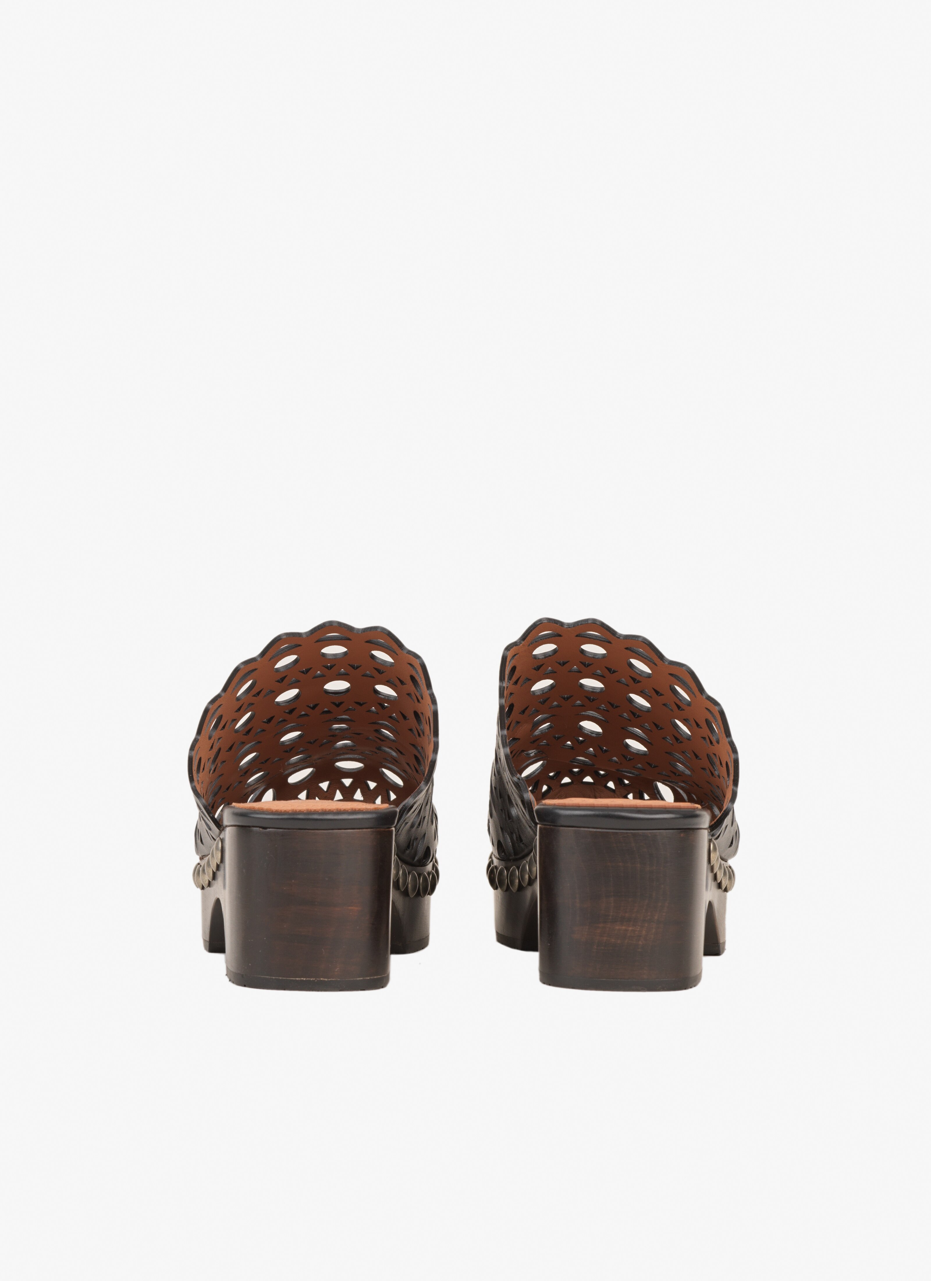 ALAÏA BLACK VIENNE CLOGS IN VIENNE CALFSKIN