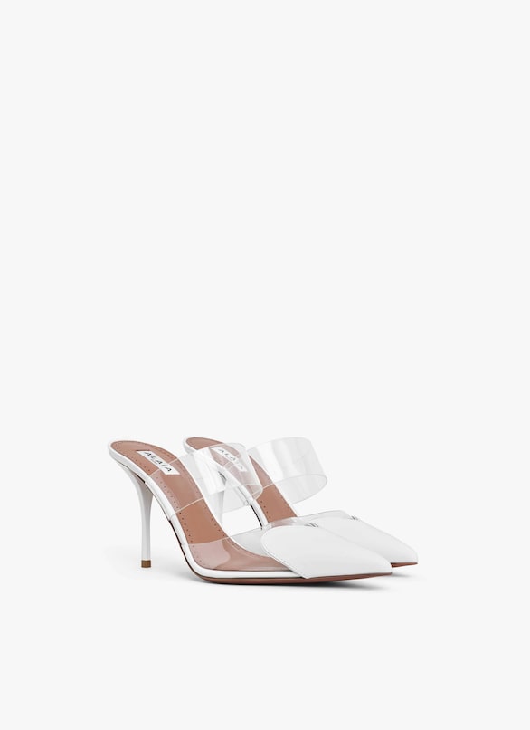 LE CŒUR MULES IN PATENT CALFSKIN
 ALAÏA OPTIC WHITE LE CŒUR MULES IN PATENT CALFSKIN
