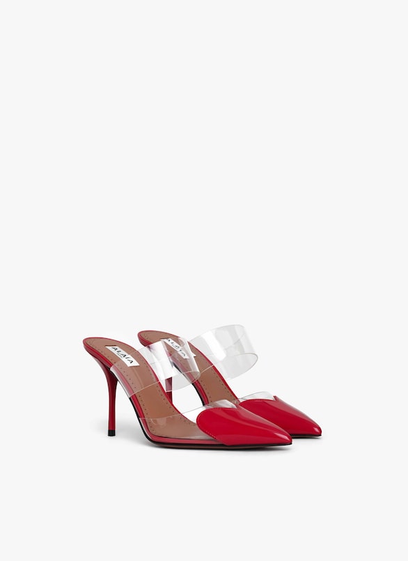 LE CŒUR MULES IN PATENT CALFSKIN
 ALAÏA RED LE CŒUR MULES IN PATENT CALFSKIN