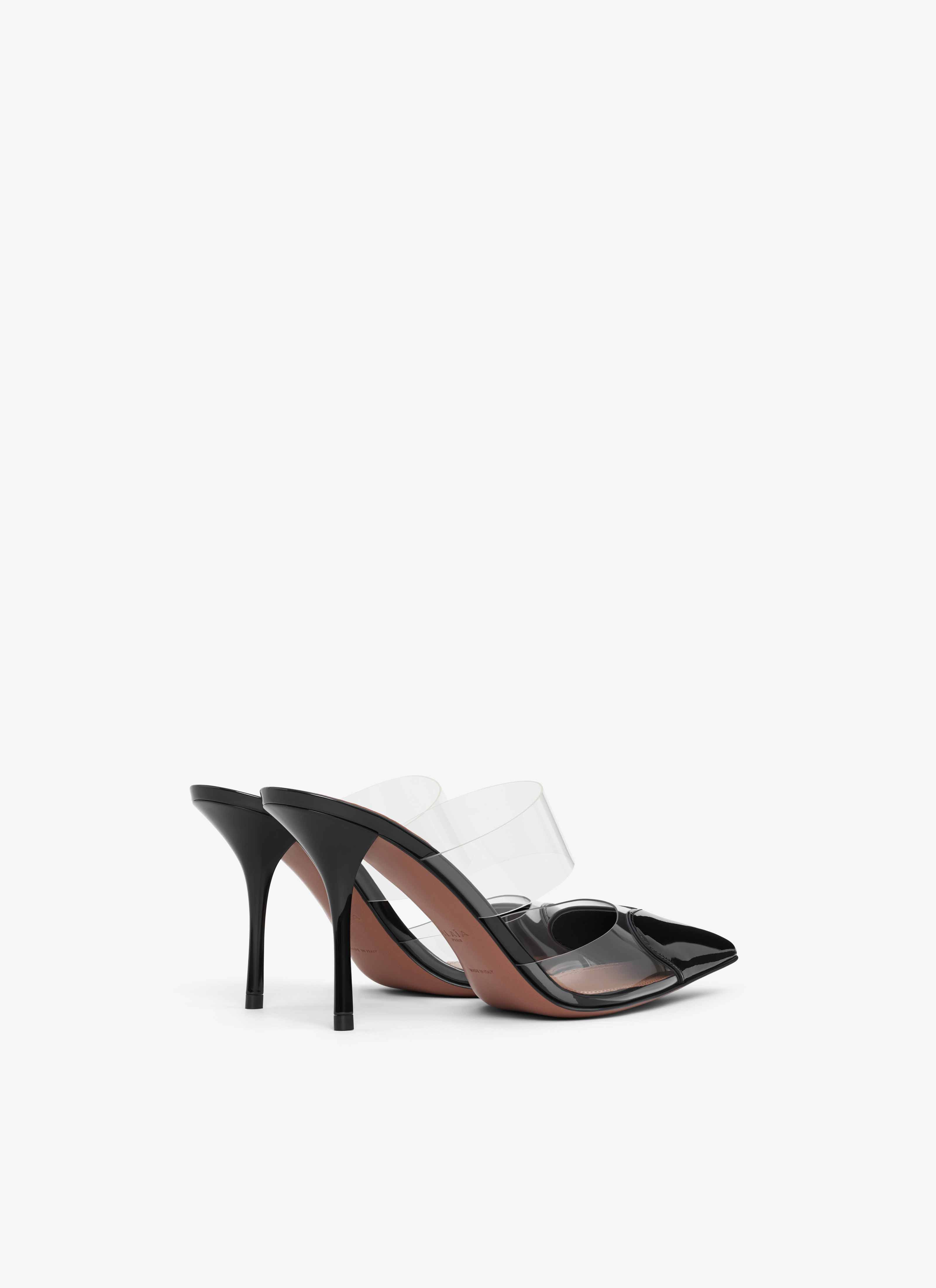 ALAÏA BLACK LE CŒUR MULES IN PATENT CALFSKIN
