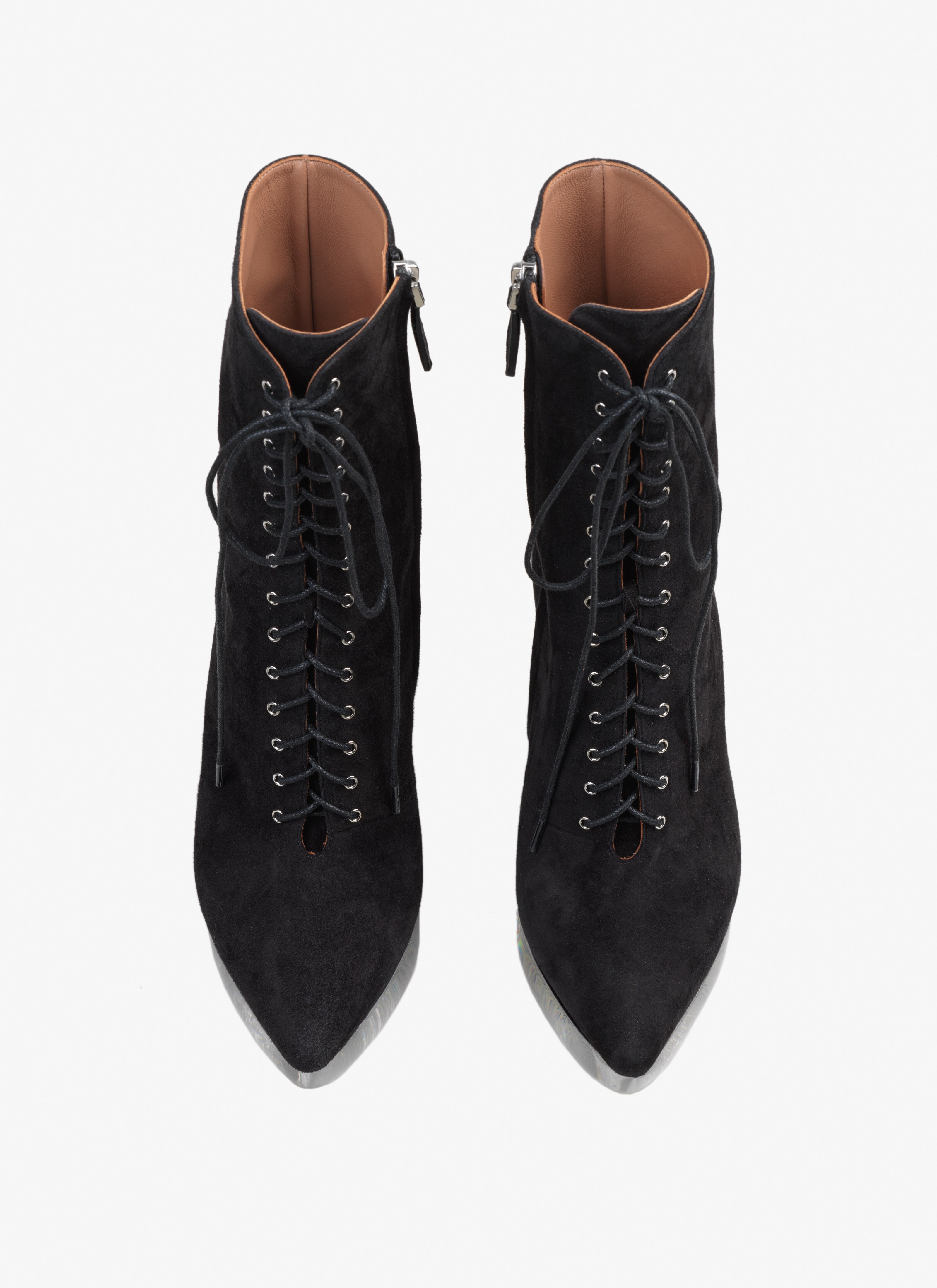 ALAÏA BLACK SUEDE PLEXI BOOTS