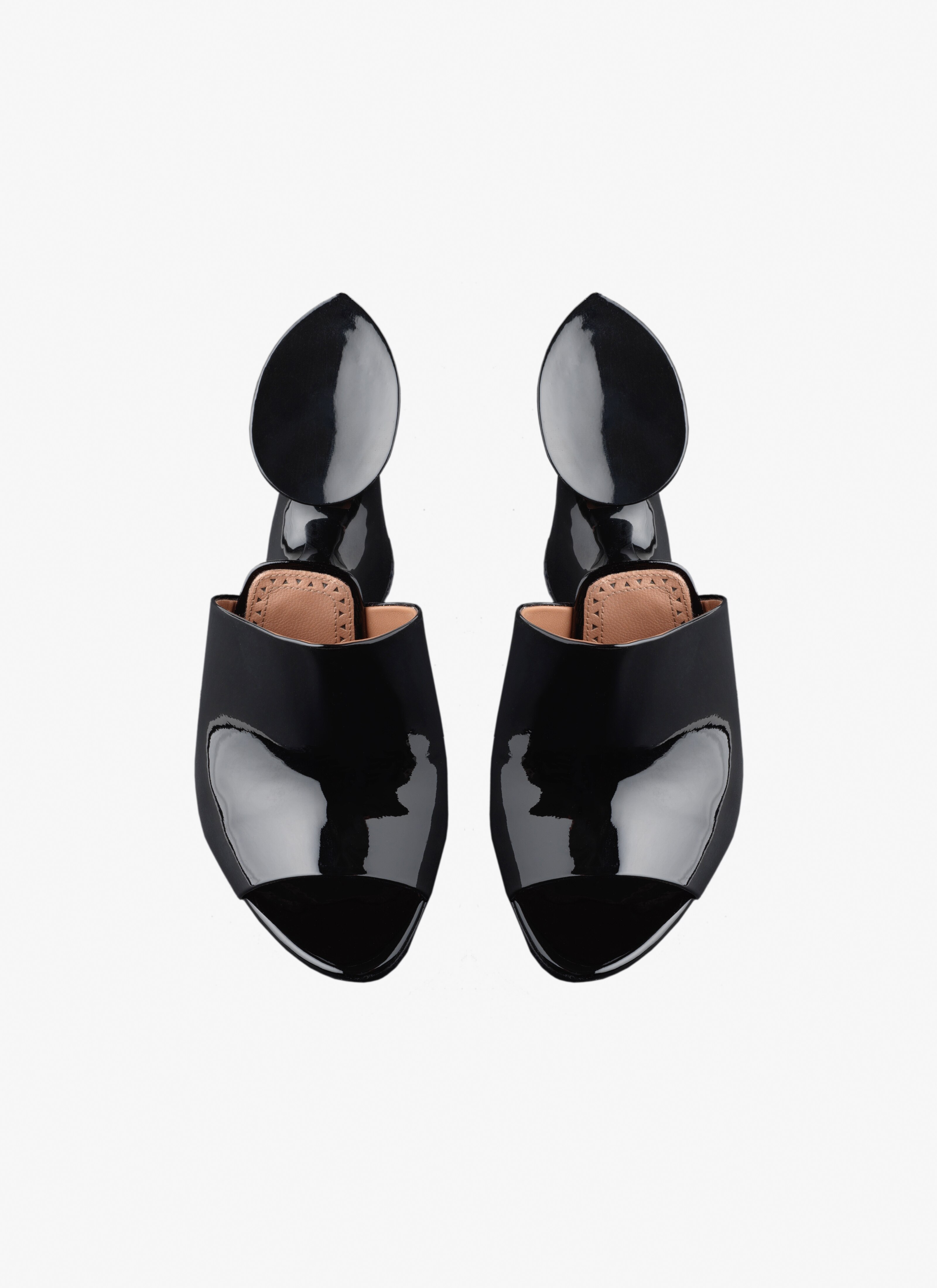 ALAÏA BLACK LA SCULPTURE MULES IN CALFSKIN & WOOD