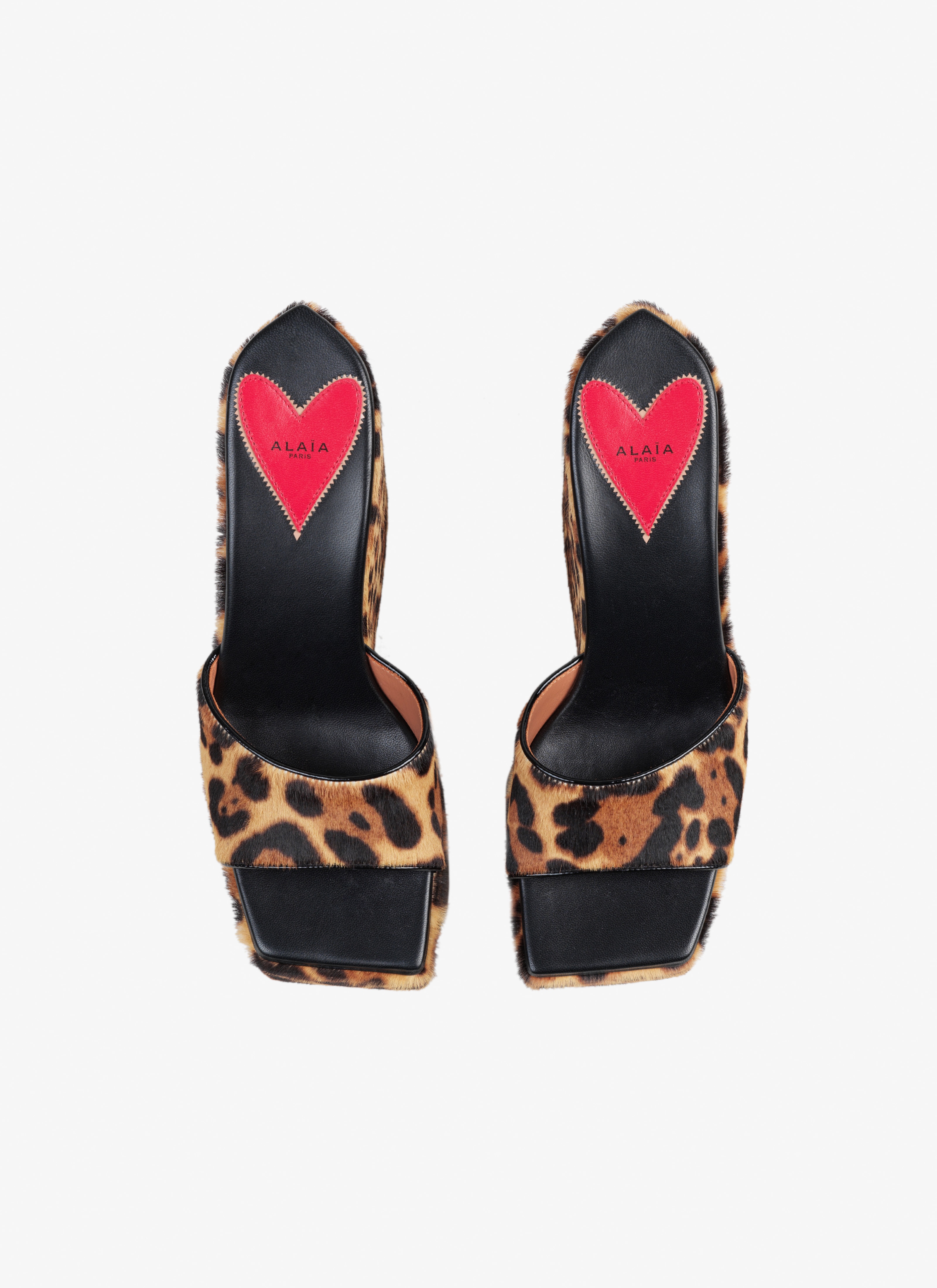 ALAÏA SEPIA LEOPARD PLATFORM WEDGE MULES