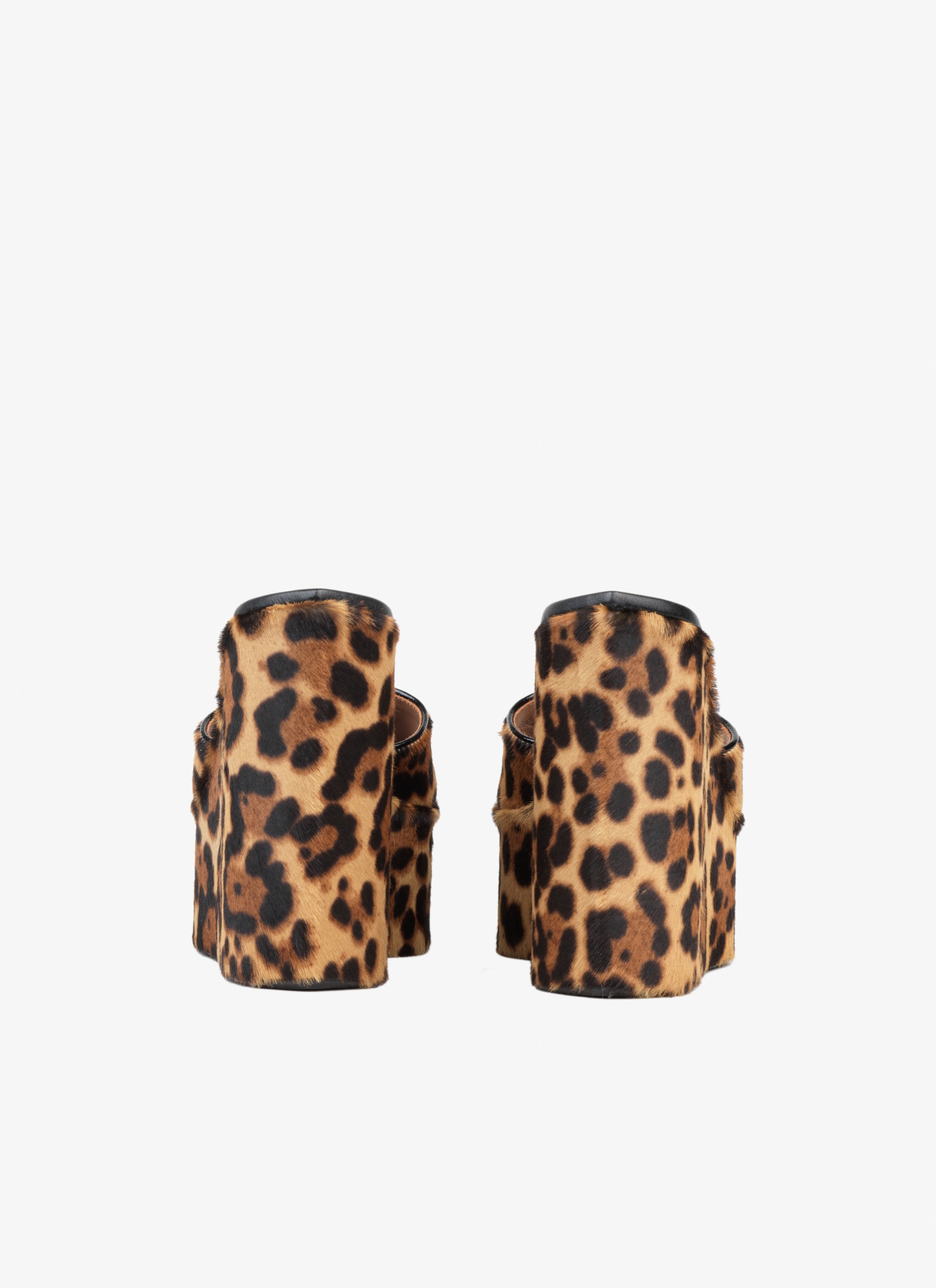ALAÏA SEPIA LEOPARD PLATFORM WEDGE MULES