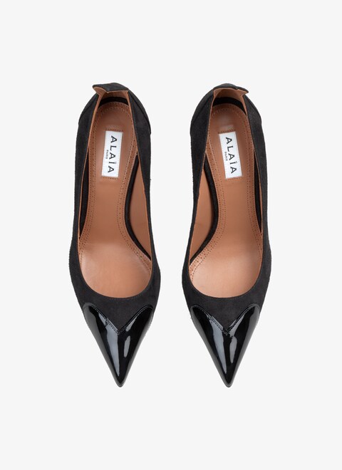 Escarpins Cœur en cuir suédé et verni - maison-alaia.com