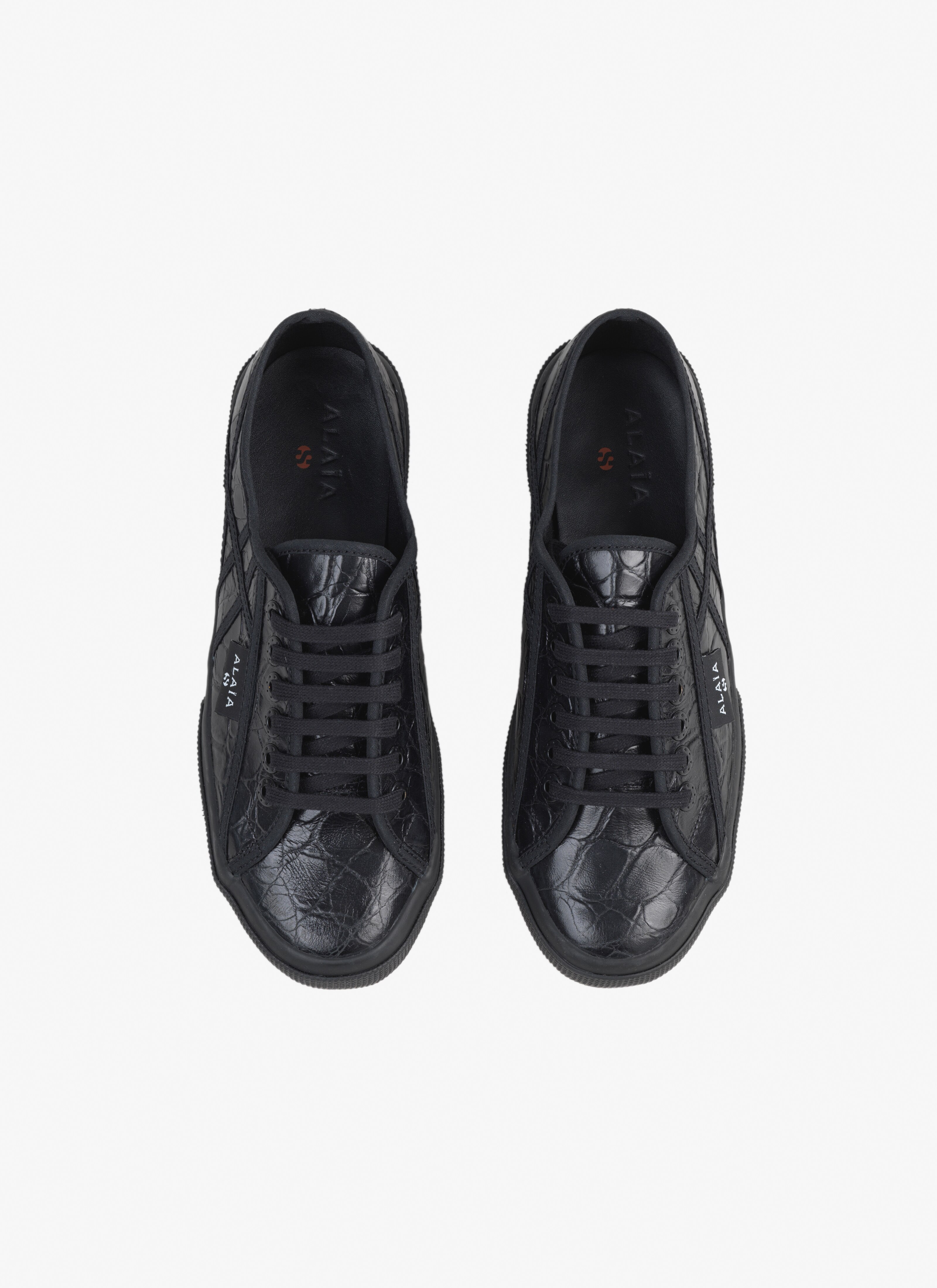 ALAÏA BLACK SUPERGA SNEAKERS IN CALFSKIN