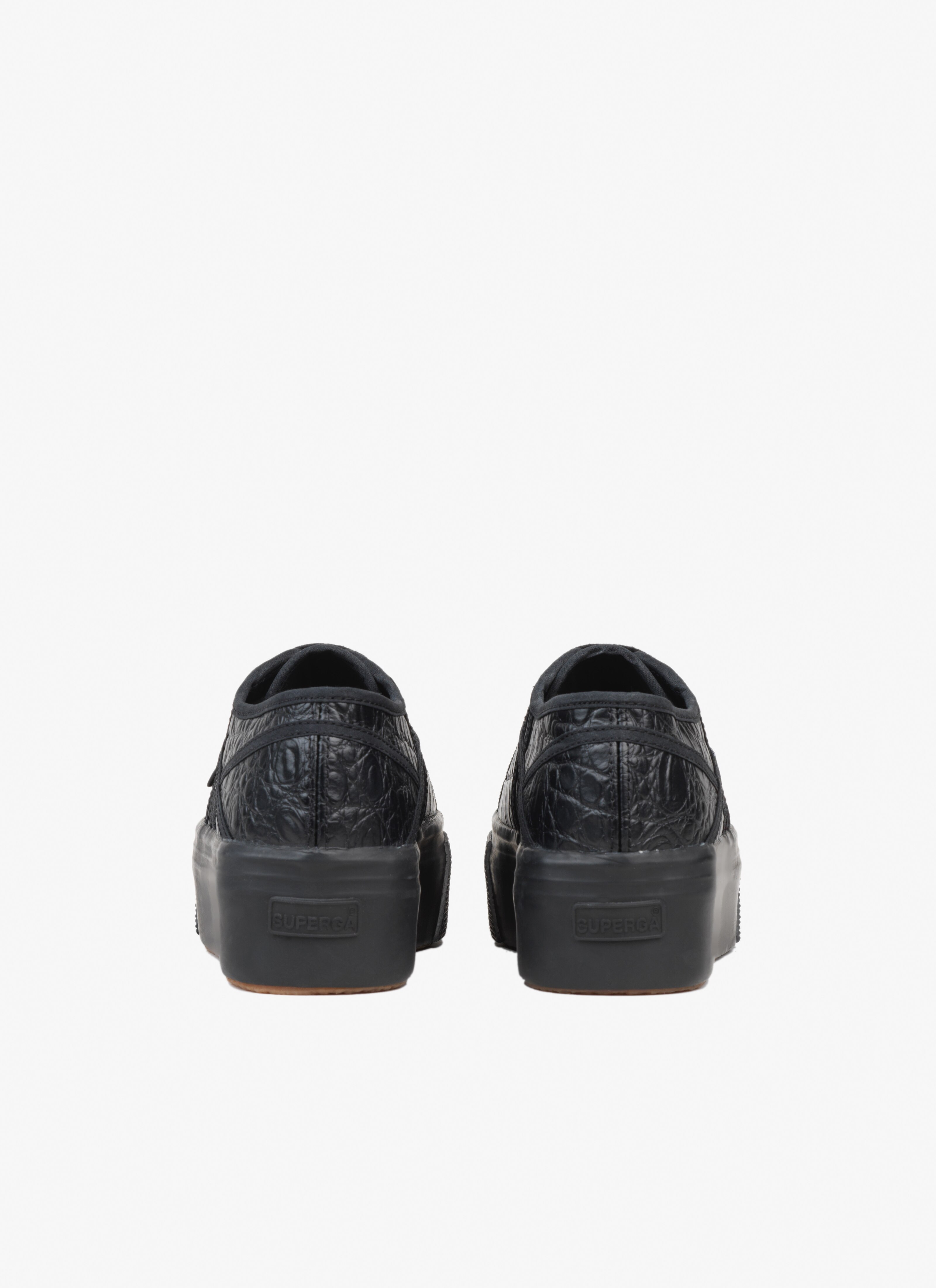 ALAÏA BLACK SUPERGA PLATFORM SNEAKERS IN CALFSKIN
