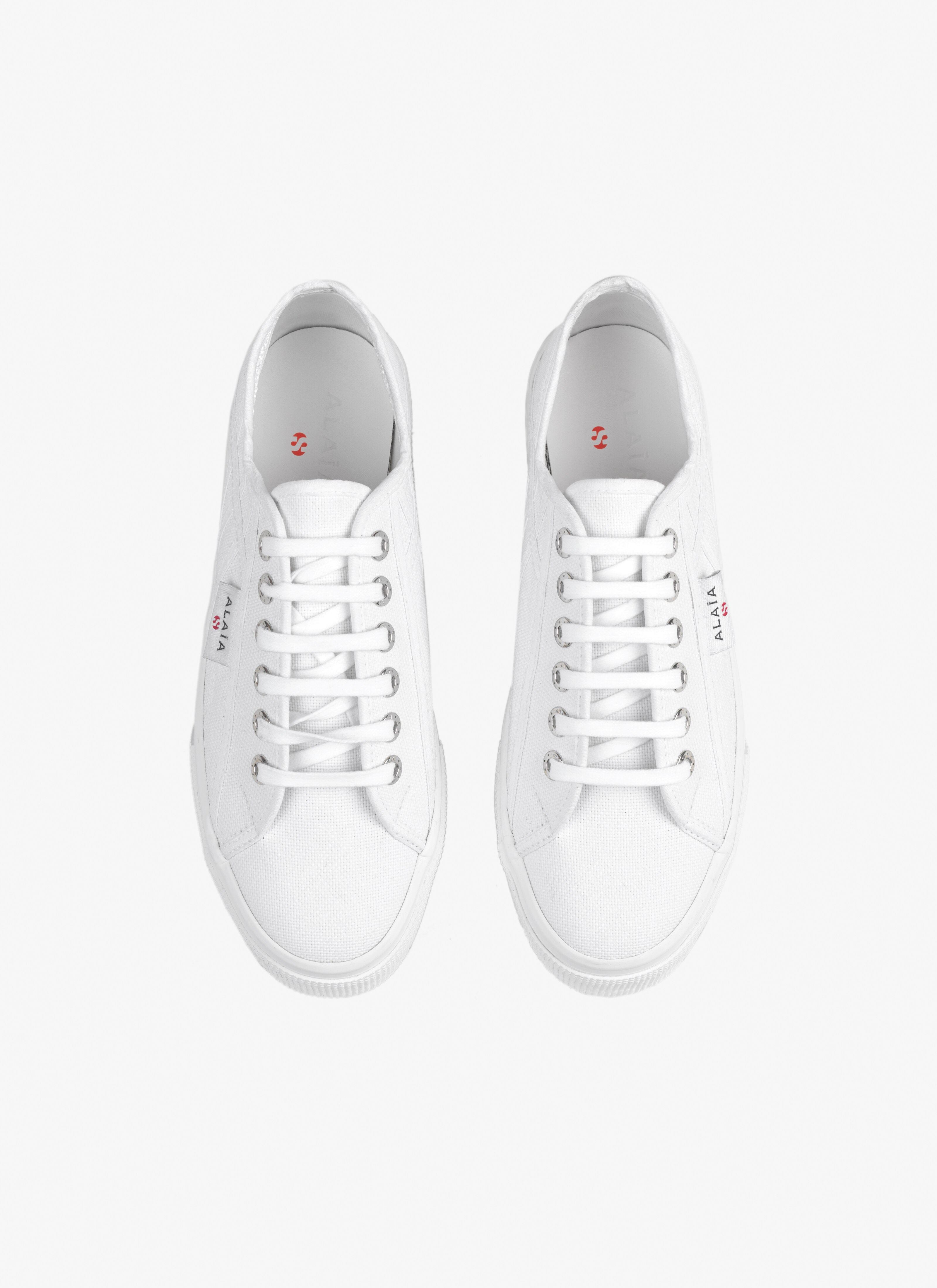 ALAÏA OFF-WHITE SUPERGA PLATFORM SNEAKERS IN COTTON