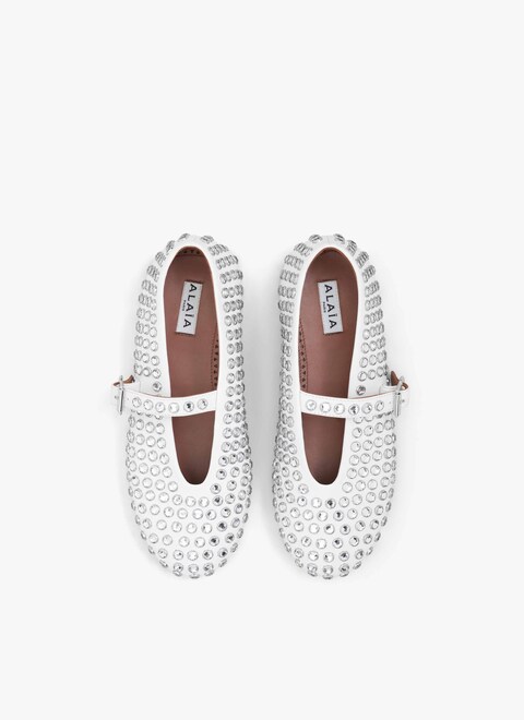 strass lambskin ballet flats - maison-alaia.com
