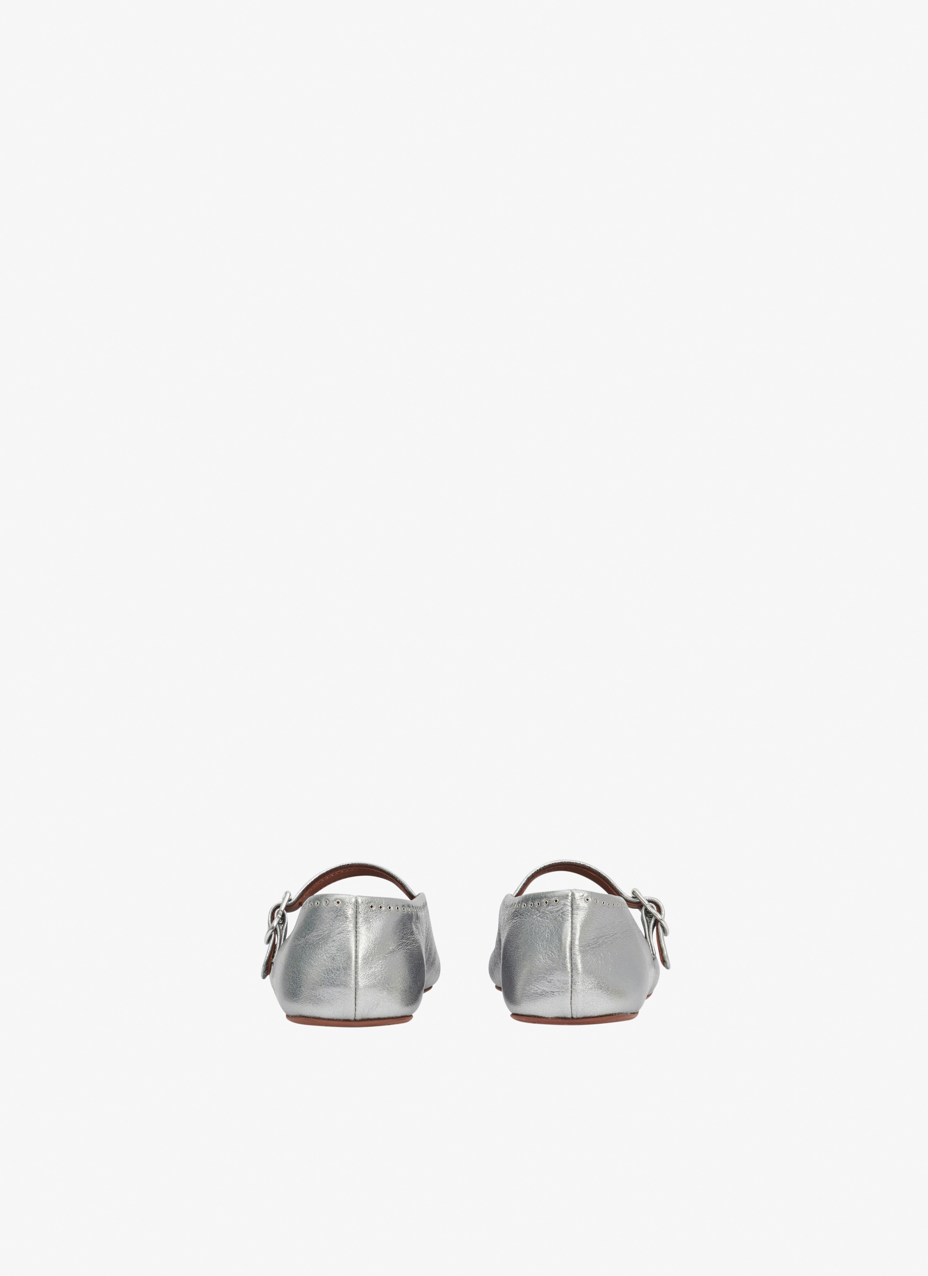 ALAÏA GRAY METALLIC LAMBSKIN BALLET FLATS