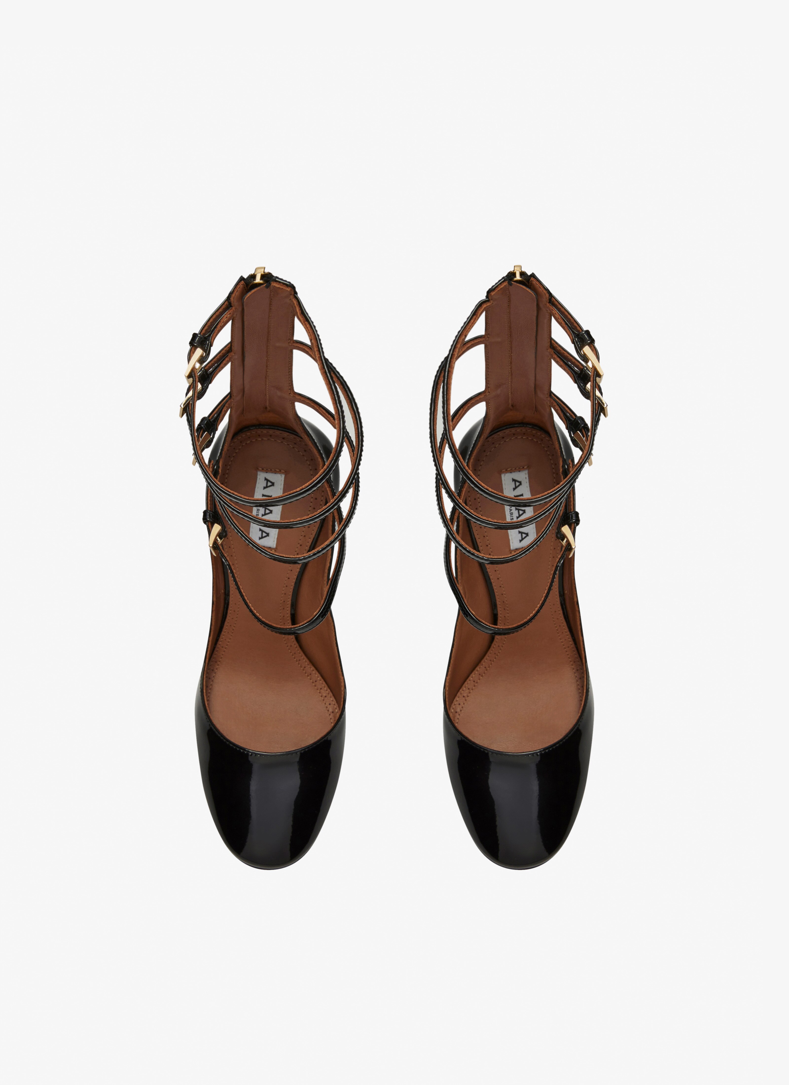 ALAÏA GOLD CABARET PUMPS IN PATENT CALFSKIN